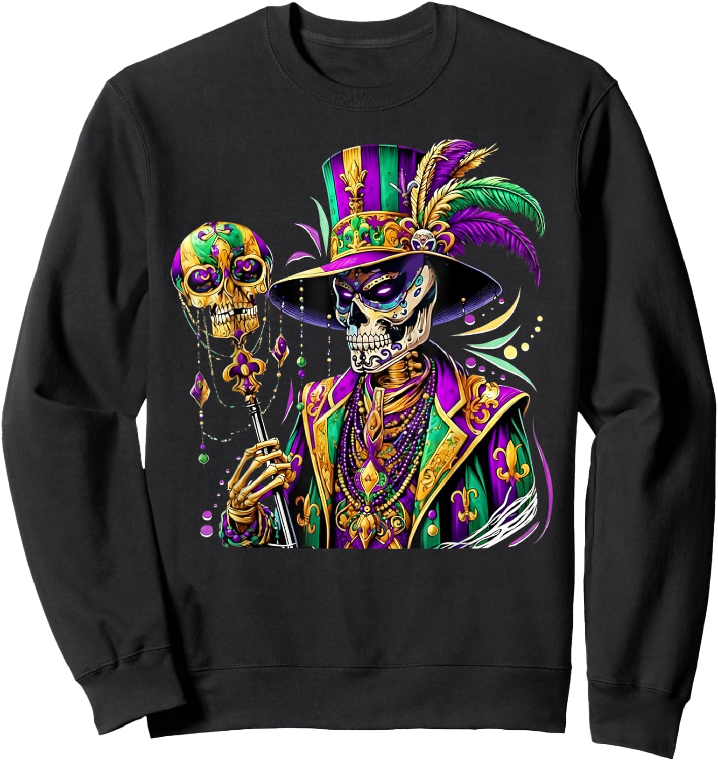 Mardi Gras Costume Sugar Skull Carnival New Orleans Trip Sweatshirt - Sweatshirt | Black