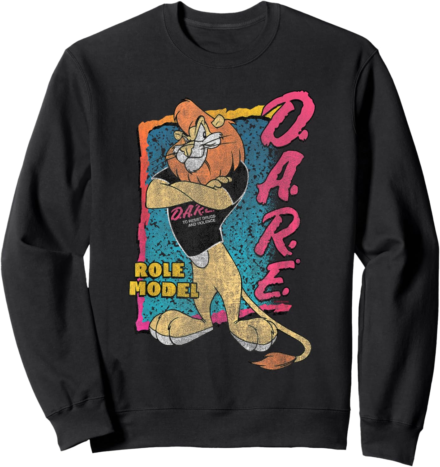 D.A.R.E. Program 90's Style Daren The Lion Role Model PSA Sweatshirt - Sweatshirt | Black
