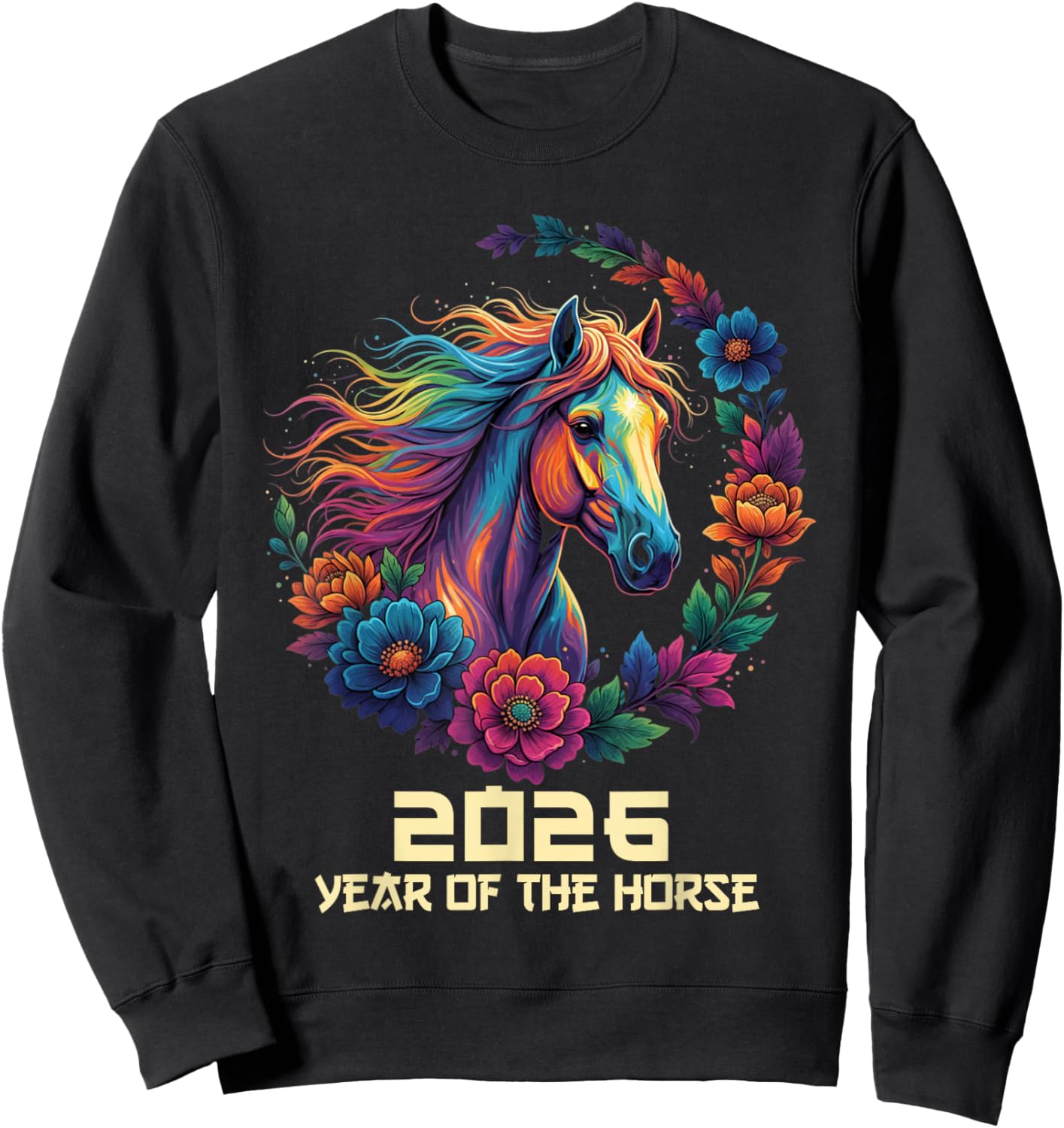 Year of The Horse 2026 Happy Chinese New Year 2026 Sweatshirt - Sweatshirt | Black