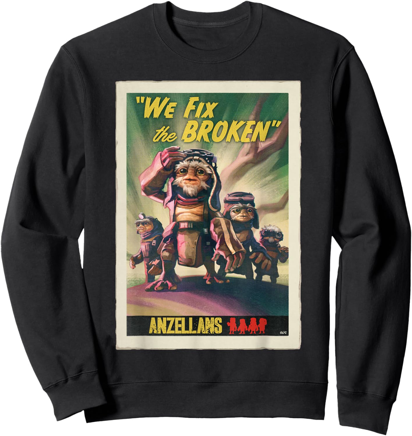 Star Wars The Mandalorian and Grogu Anzellans Fix the Broken Sweatshirt - Sweatshirt | Black