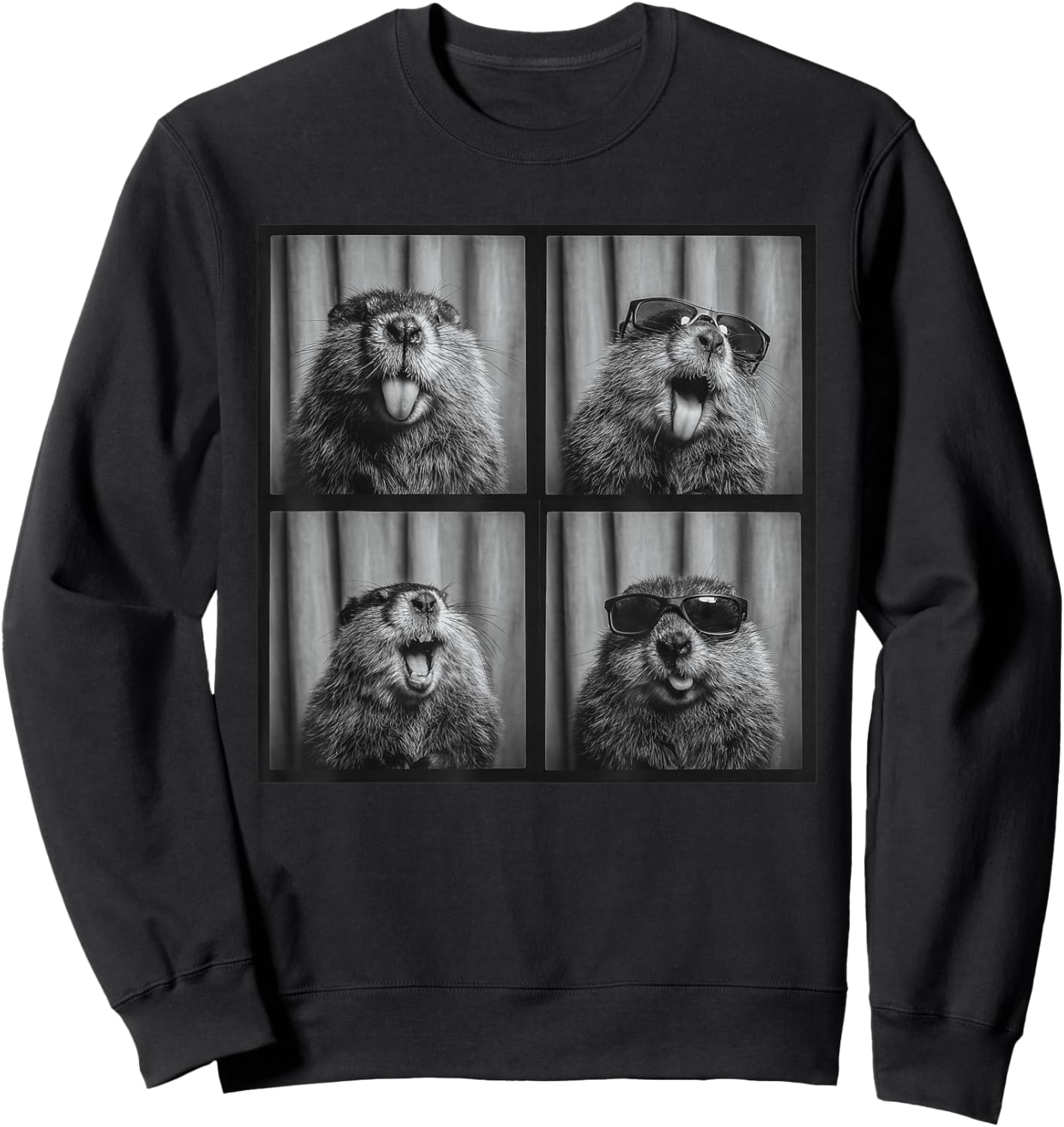 Funny Beaver Sunglasses Sweatshirt - Sweatshirt | Black