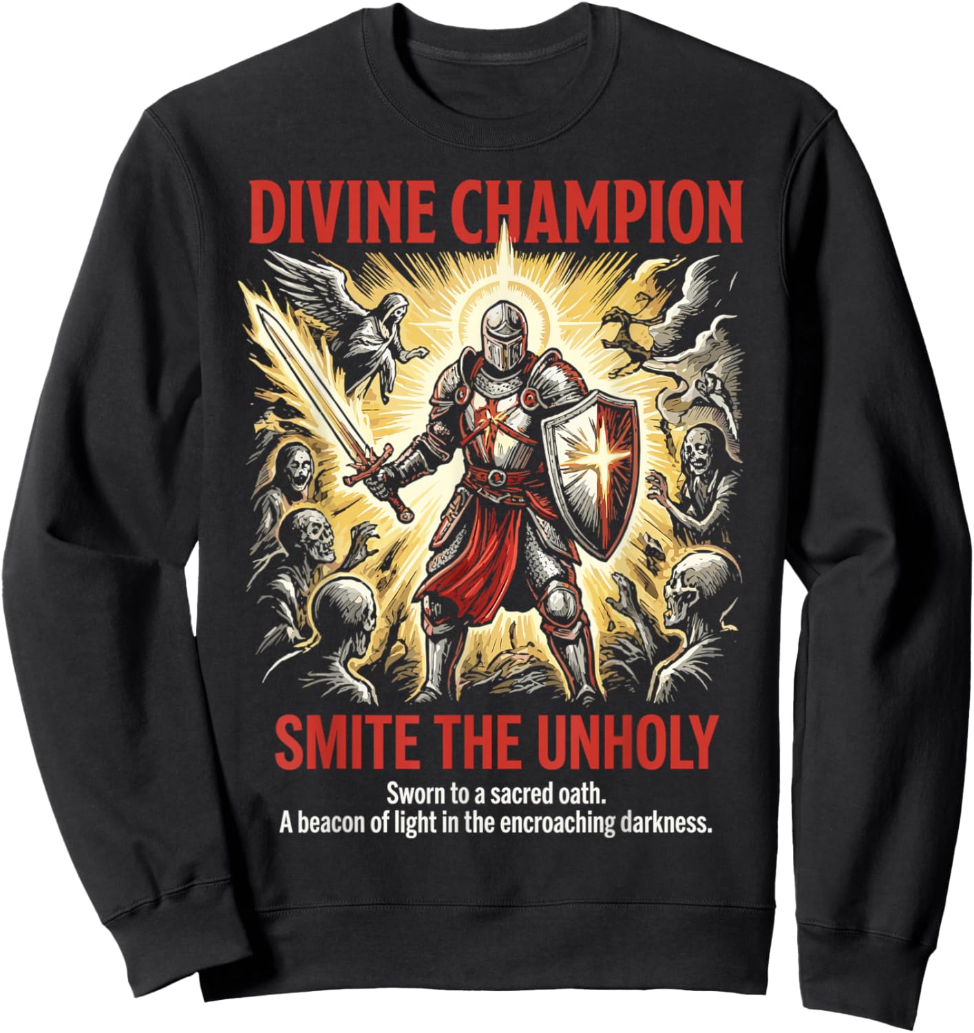 Paladin Divine Champion Tabletop Dark RPG Fantasy Gamer Sweatshirt - Sweatshirt | Black