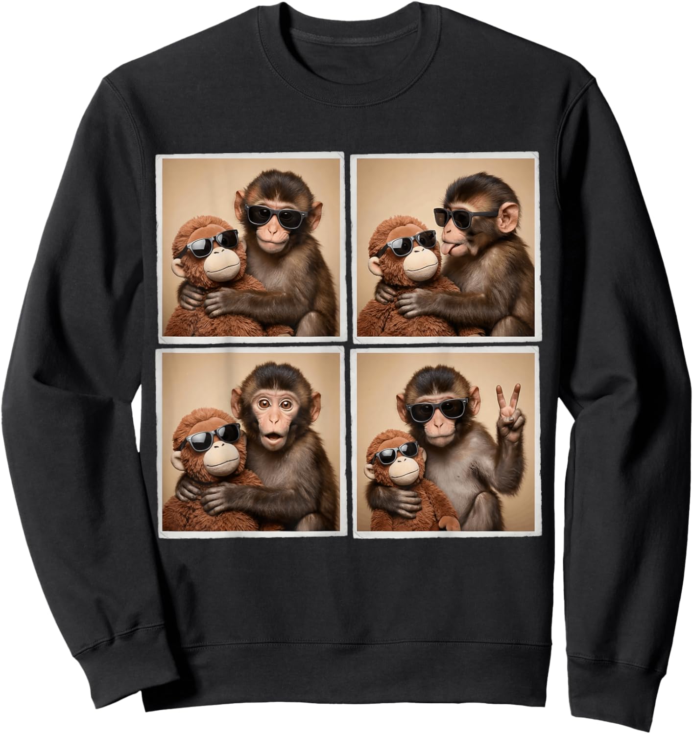 Panchi Kun Viral Video Meme Baby Monkey Punch Photobooth Sweatshirt - Sweatshirt | Black