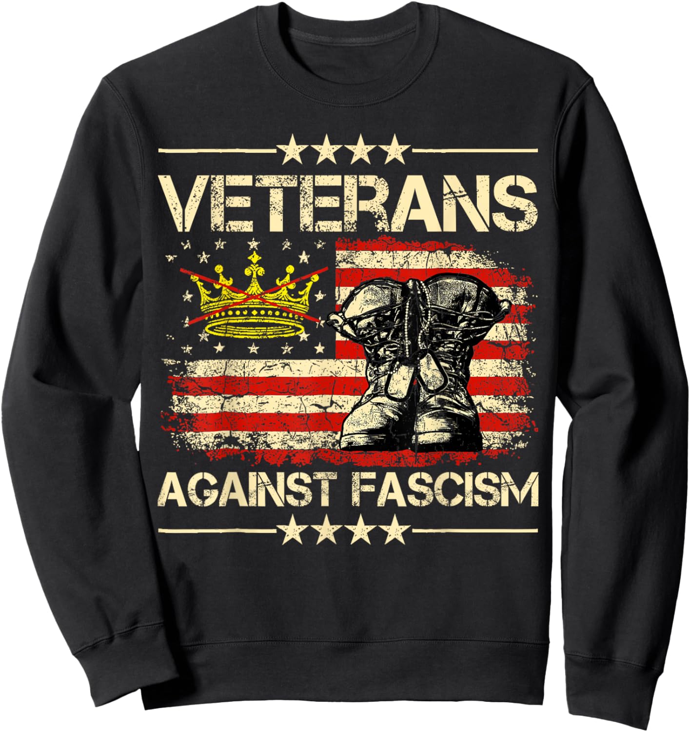 Vintage Veterans Against Fascism Men Women Sweatshirt - Sweatshirt | Black