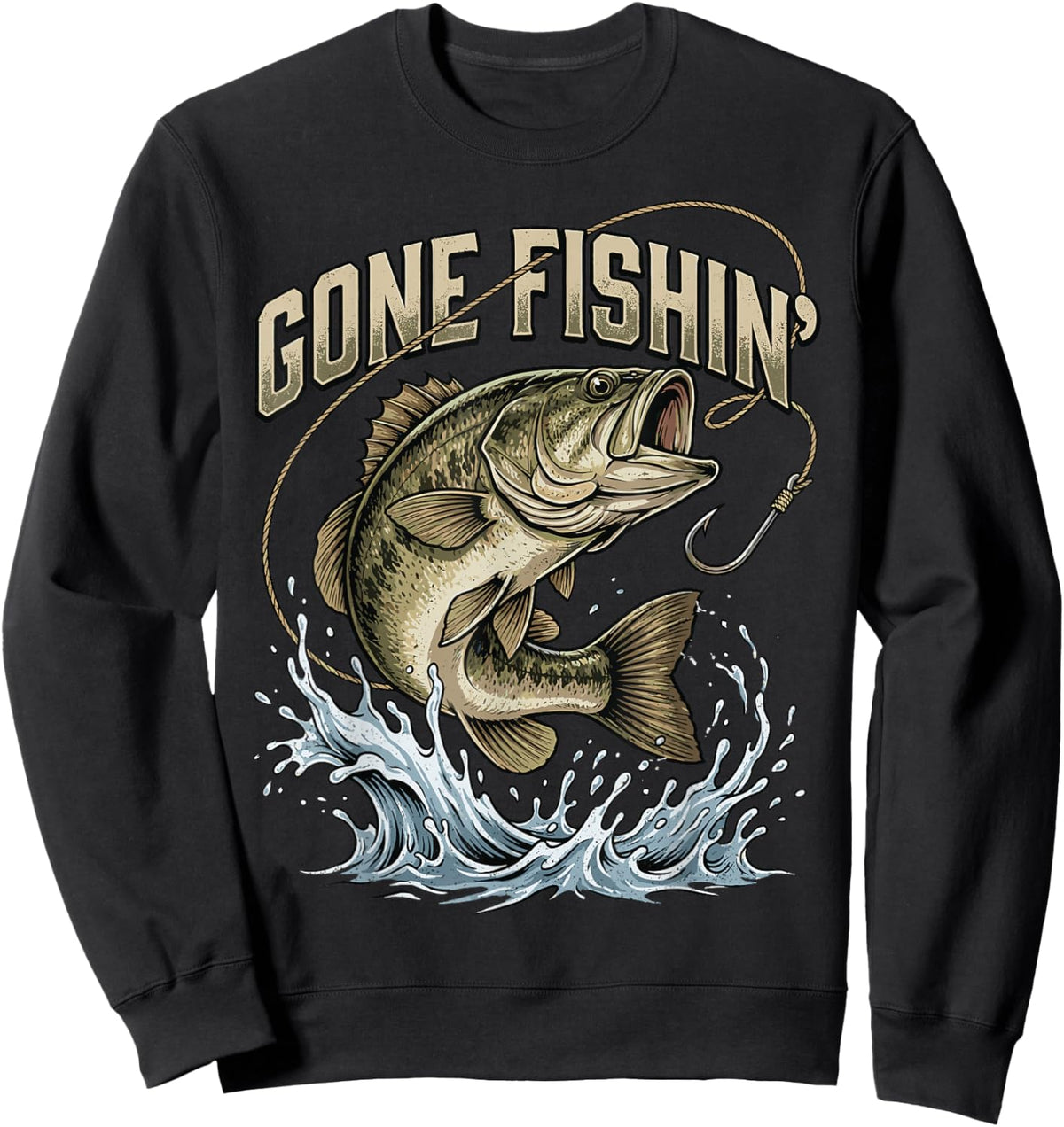 Gone Fishing Boys Kids Toddler Funny Men Outdoors Adventure Sweatshirt - Sweatshirt | Black