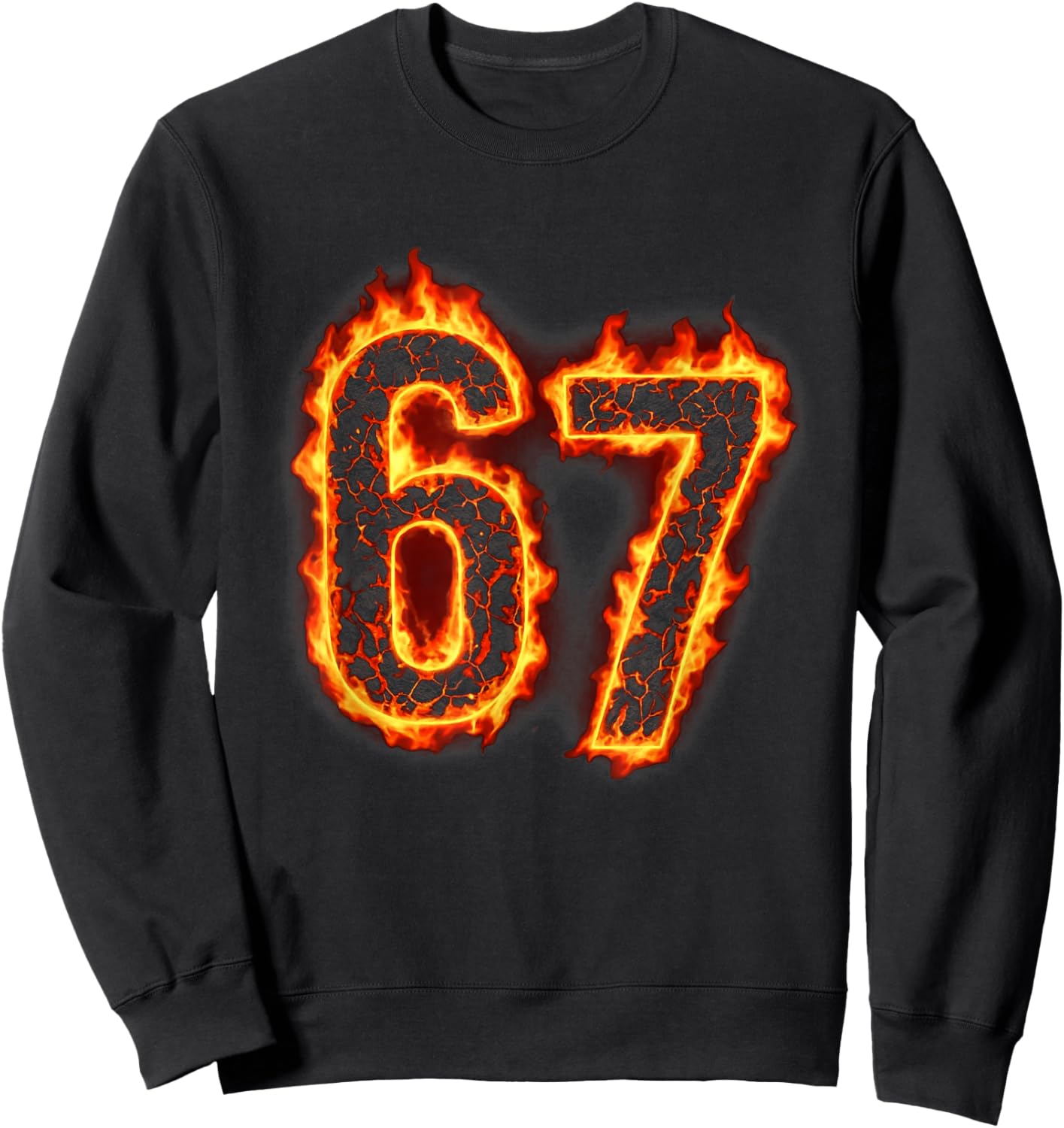 Six Seven Flame 67 Meme - Funny Gen Alpha 6 7 Sweatshirt - Sweatshirt | Black