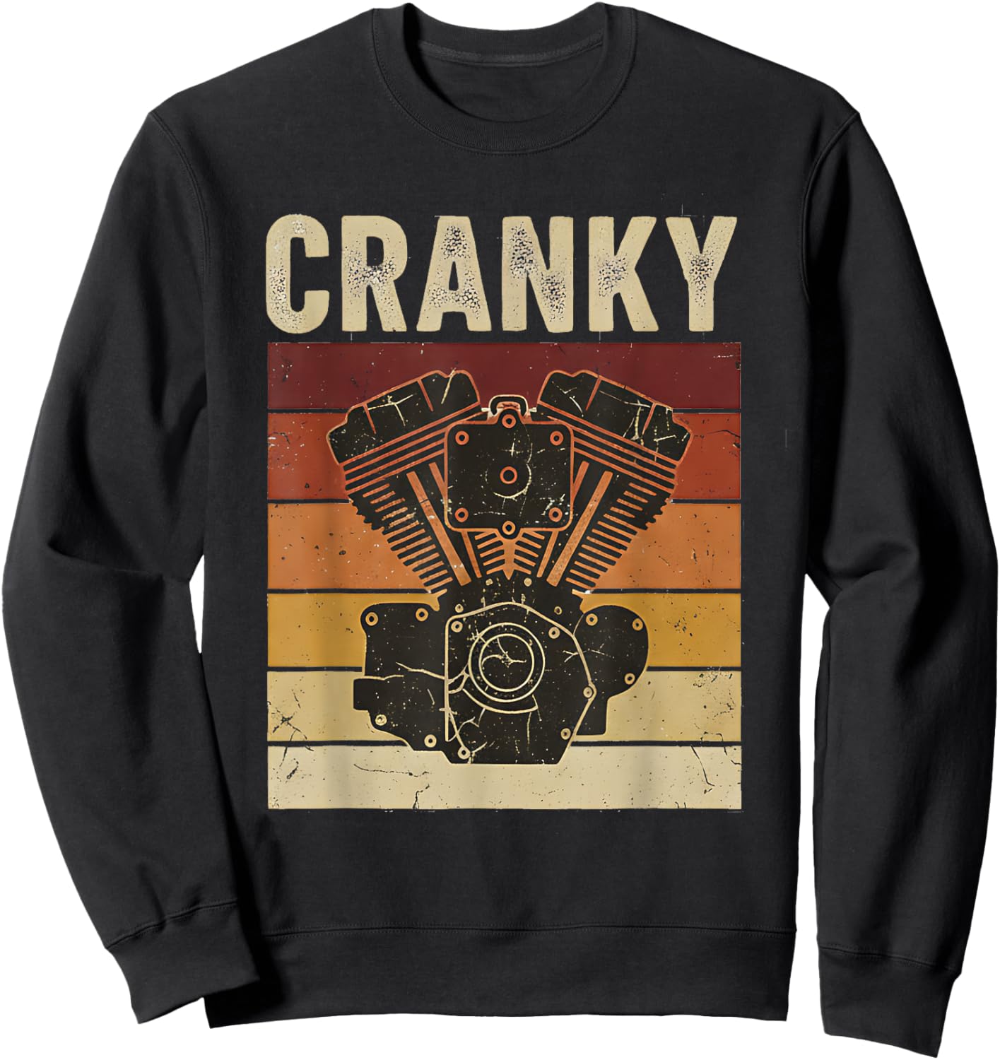 Cranky V-Twin Engine – Retro Biker Mechanic Fathers Day Sweatshirt - Sweatshirt | Black