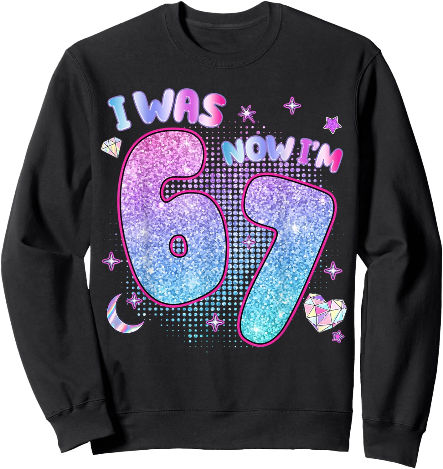 I was 6 Now I'm 7 Six Seven 7 Years Old Birthday Girl Kpop Sweatshirt - Sweatshirt | Black