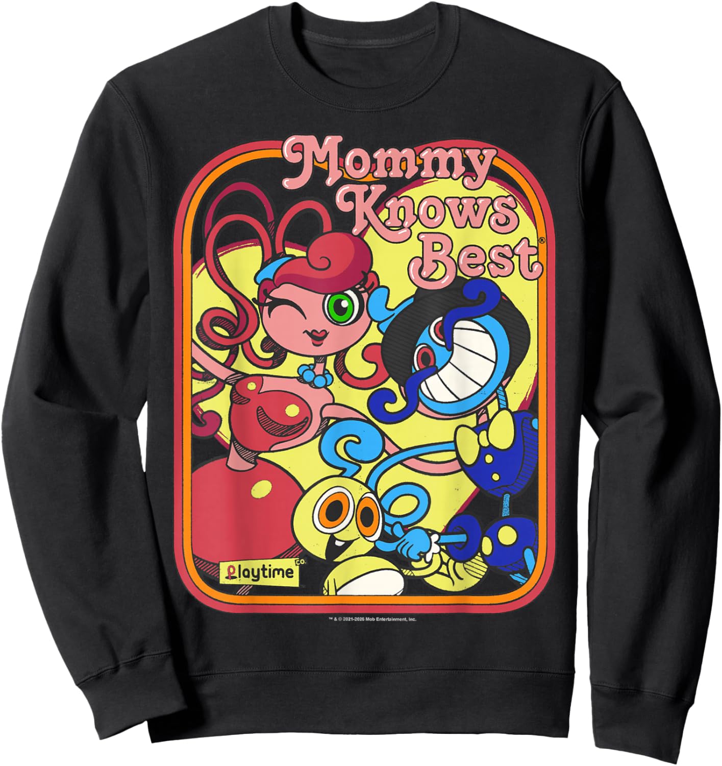 Poppy Playtime Mommy Knows Best Long Legs Family Portrait Sweatshirt - Sweatshirt | Black