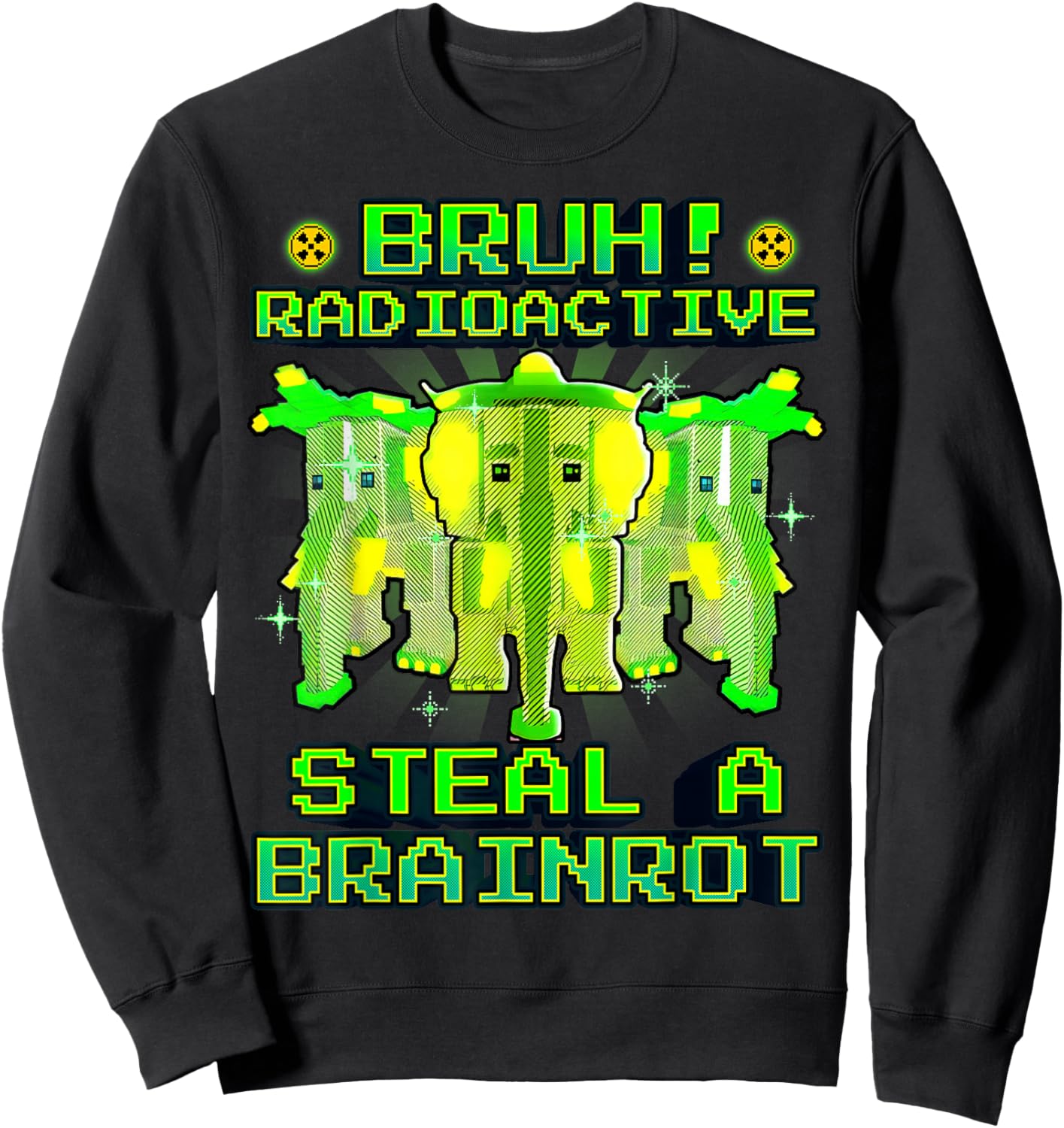 Bruh Radioactive Strawberry Elephant Funny Brainrot for Kids Sweatshirt - Sweatshirt | Black