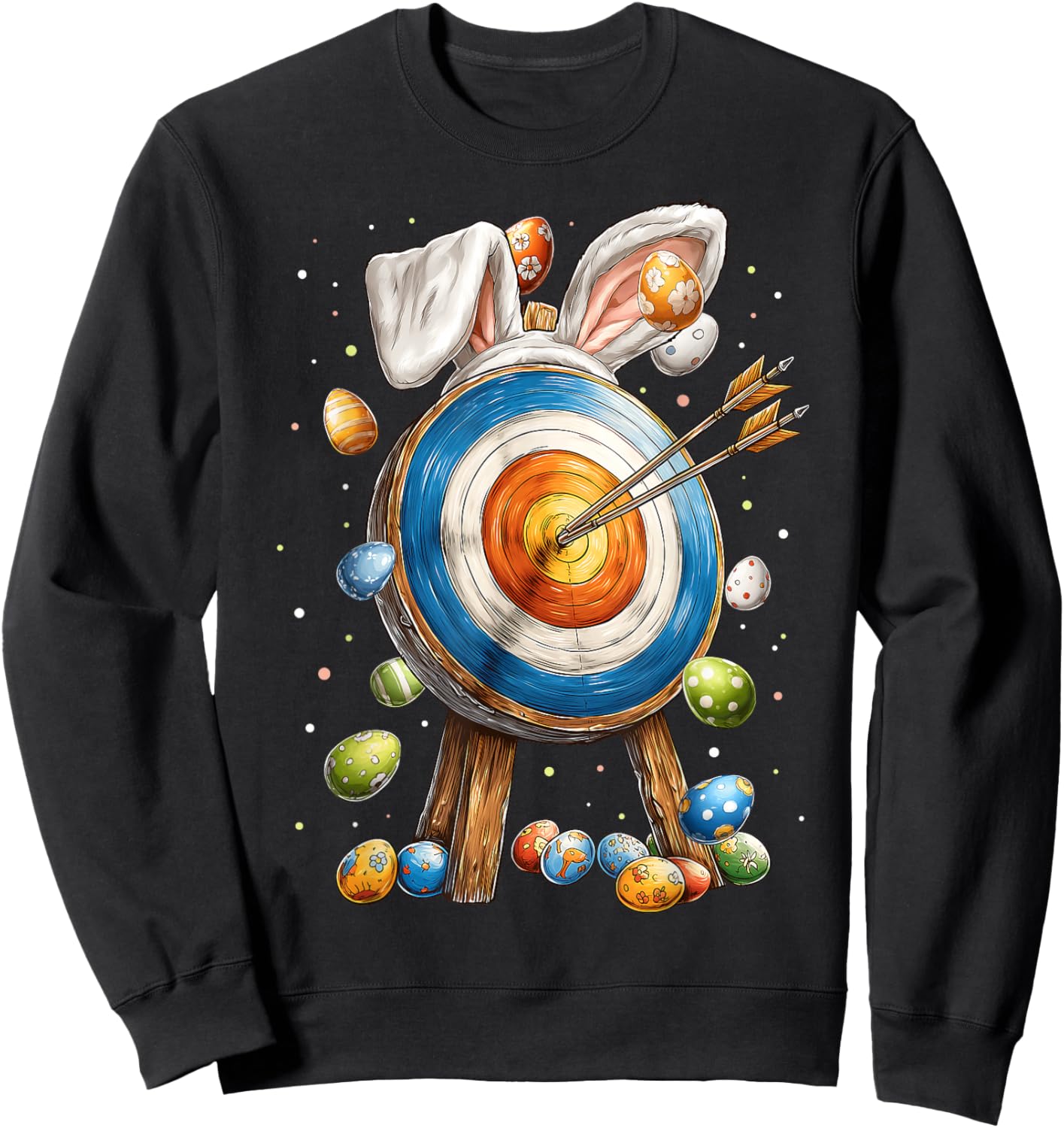 Archery Archer Easter Rabbit Eggs Bunny Ears Sweatshirt - Sweatshirt | Black