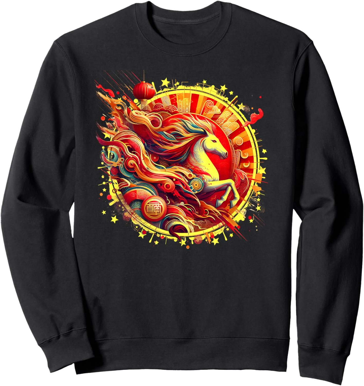 Year of Horse 2026 Chinese Zodiac Lunar New Year Sweatshirt - Sweatshirt | Black