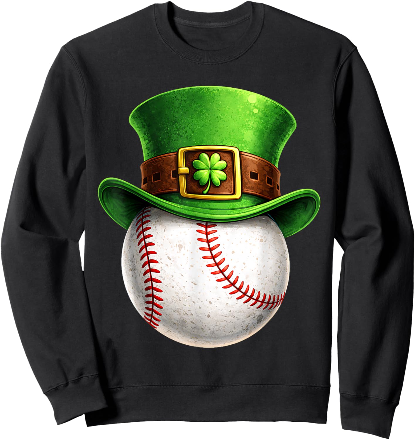 Baseball St Patricks Day Men Boys Kids Sport Green Shamrock Sweatshirt - Sweatshirt | Black