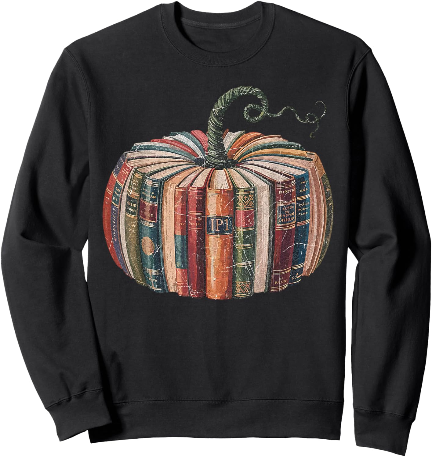 Fall Book Pumpkin Retro Reading Halloween Teacher Sweatshirt - Sweatshirt | Black