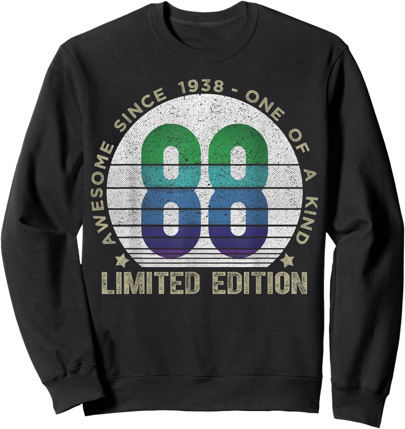 88 Year Old Gifts Vintage 1938 Limited Edition 88th Birthday Sweatshirt - Sweatshirt | Black
