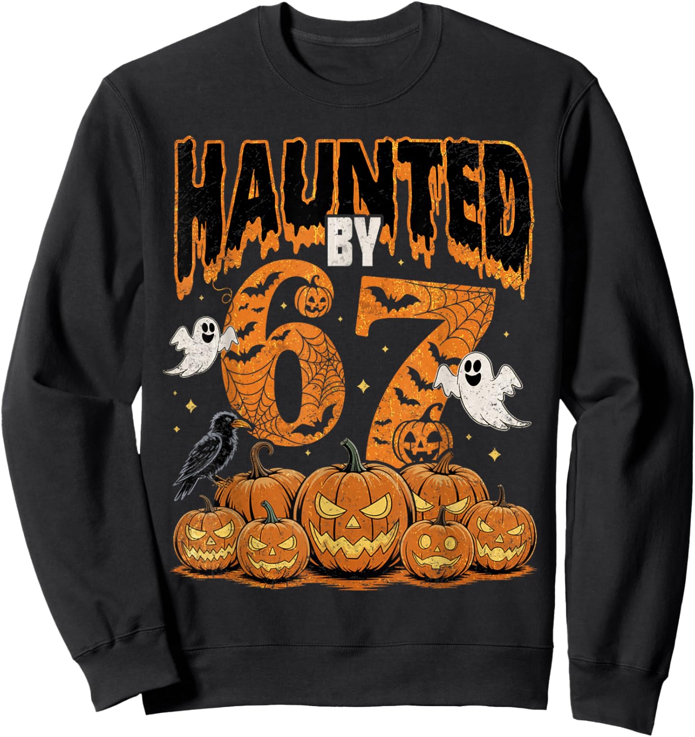 67 Meme Halloween Costume Brainrot Haunted 6 7 Six Seven Sweatshirt - Sweatshirt | Black