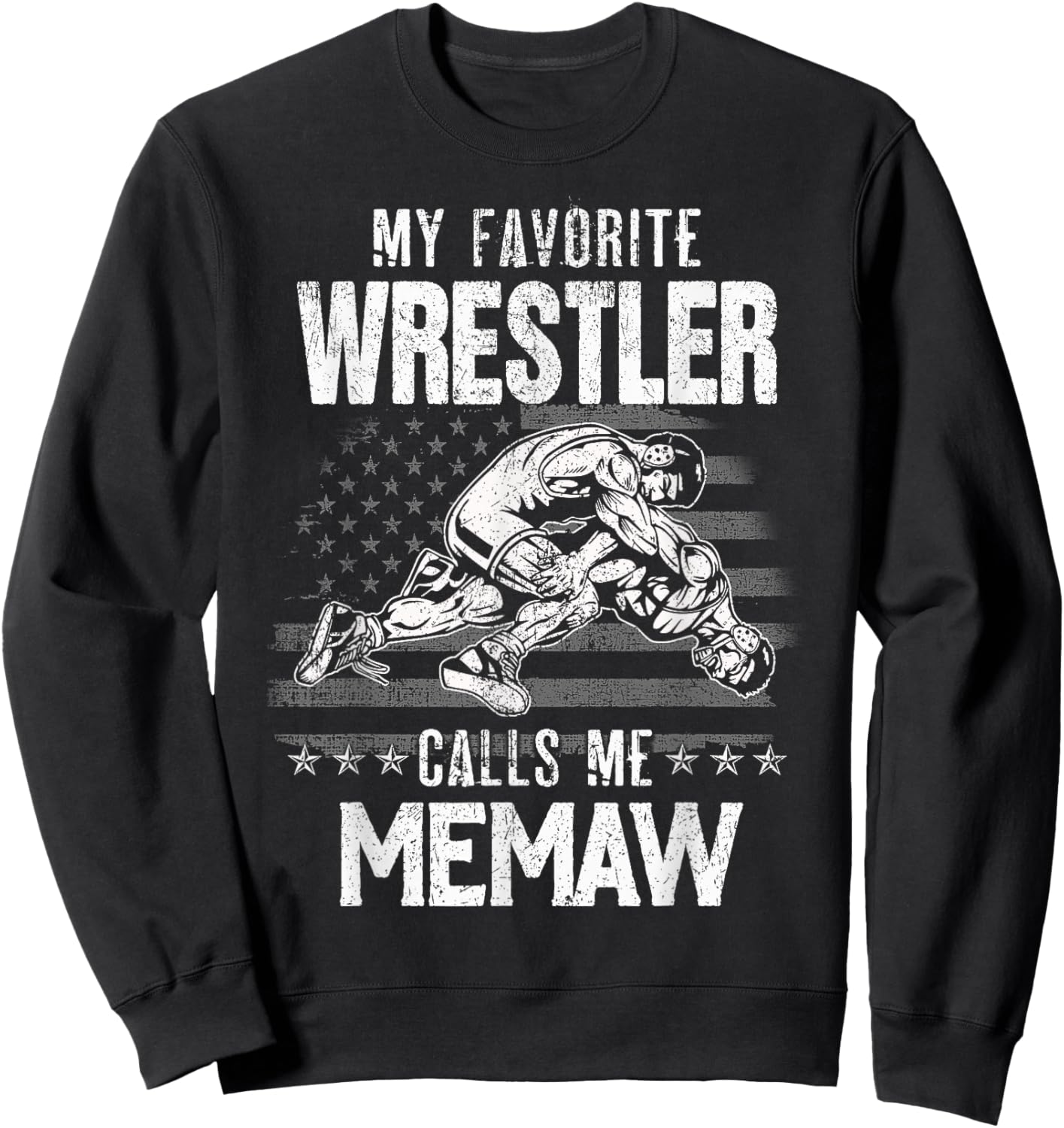 Wrestling My Favorite Wrestler Calls Me Memaw Xmas Sweatshirt - Sweatshirt | Black