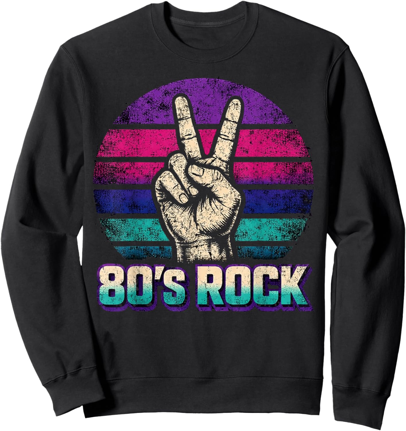 Retro Vintage Sunset 80's Rock Music Band Funny Musician Sweatshirt - Sweatshirt | Black