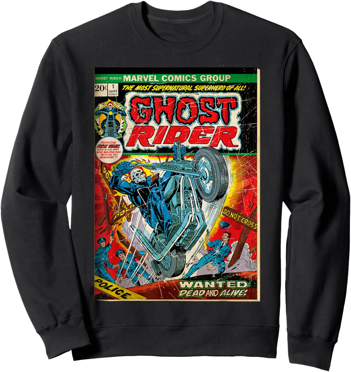 Marvel Ghost Rider Classic Comic Cover Wanted Dead and Alive Sweatshirt - Sweatshirt | Black