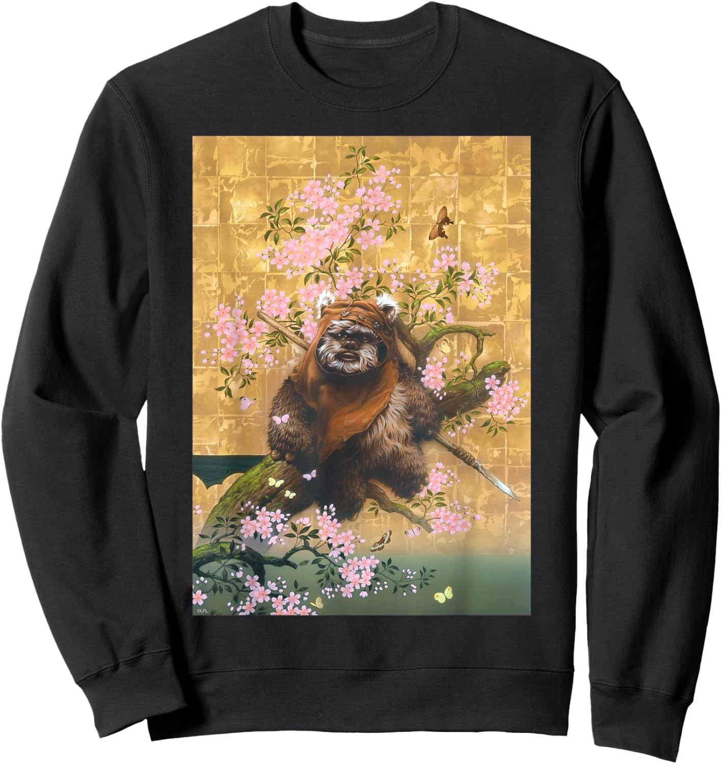 Star Wars Wicket the Ewok Spring Cherry Blossoms Sakura Art Sweatshirt - Sweatshirt | Black