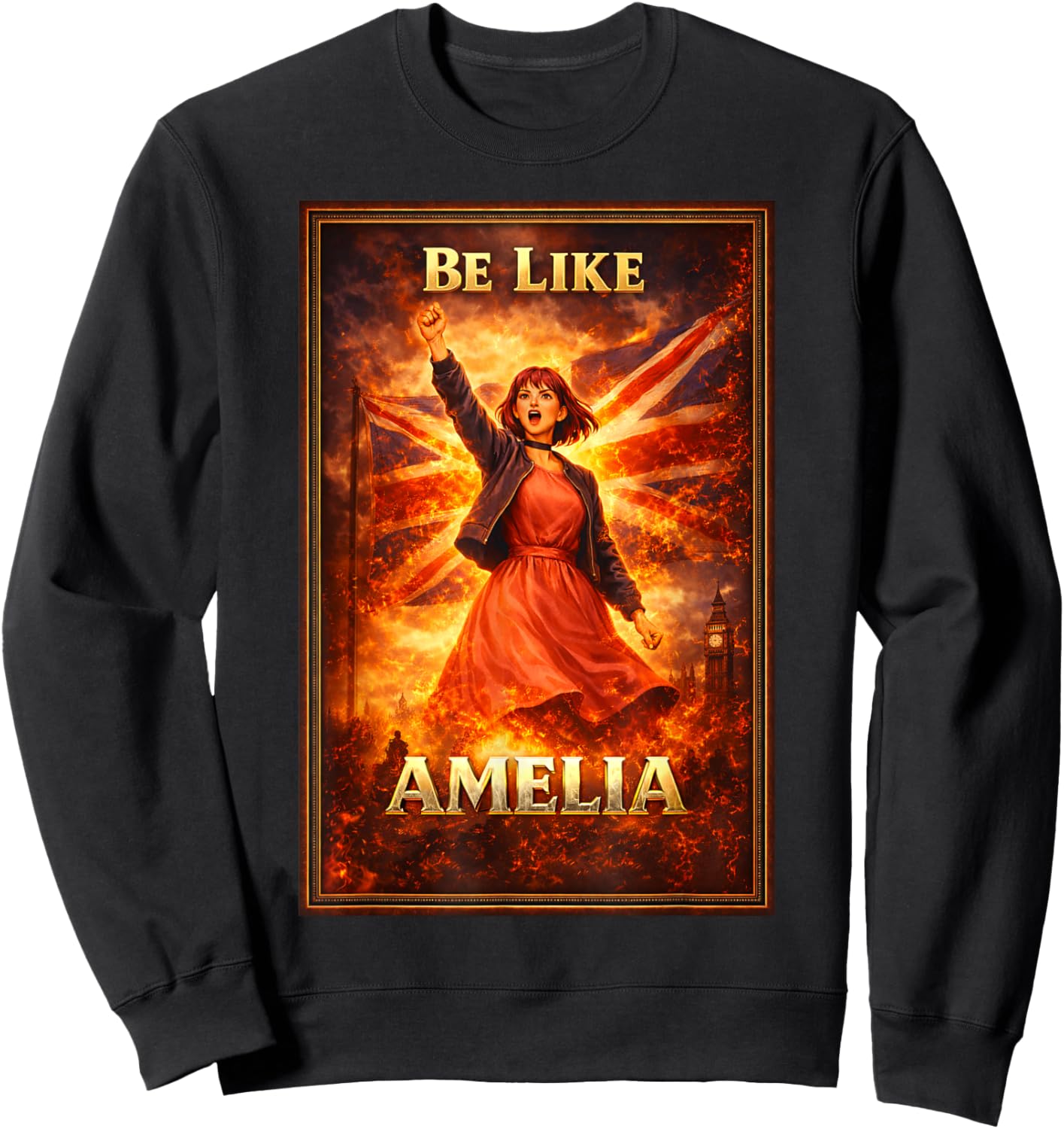 Be Like Amelia Vintage Union Jack British UK England Sweatshirt - Sweatshirt | Black