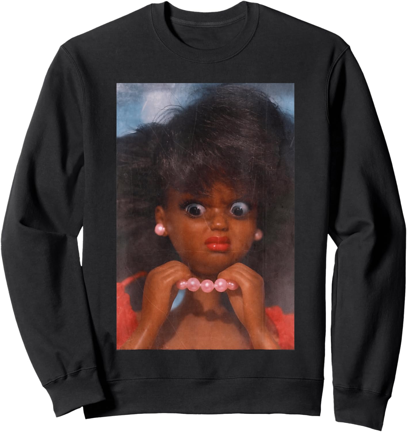 Black Disgusted Doll face Meme Funny Disgusting Joke Sweatshirt - Sweatshirt | Black