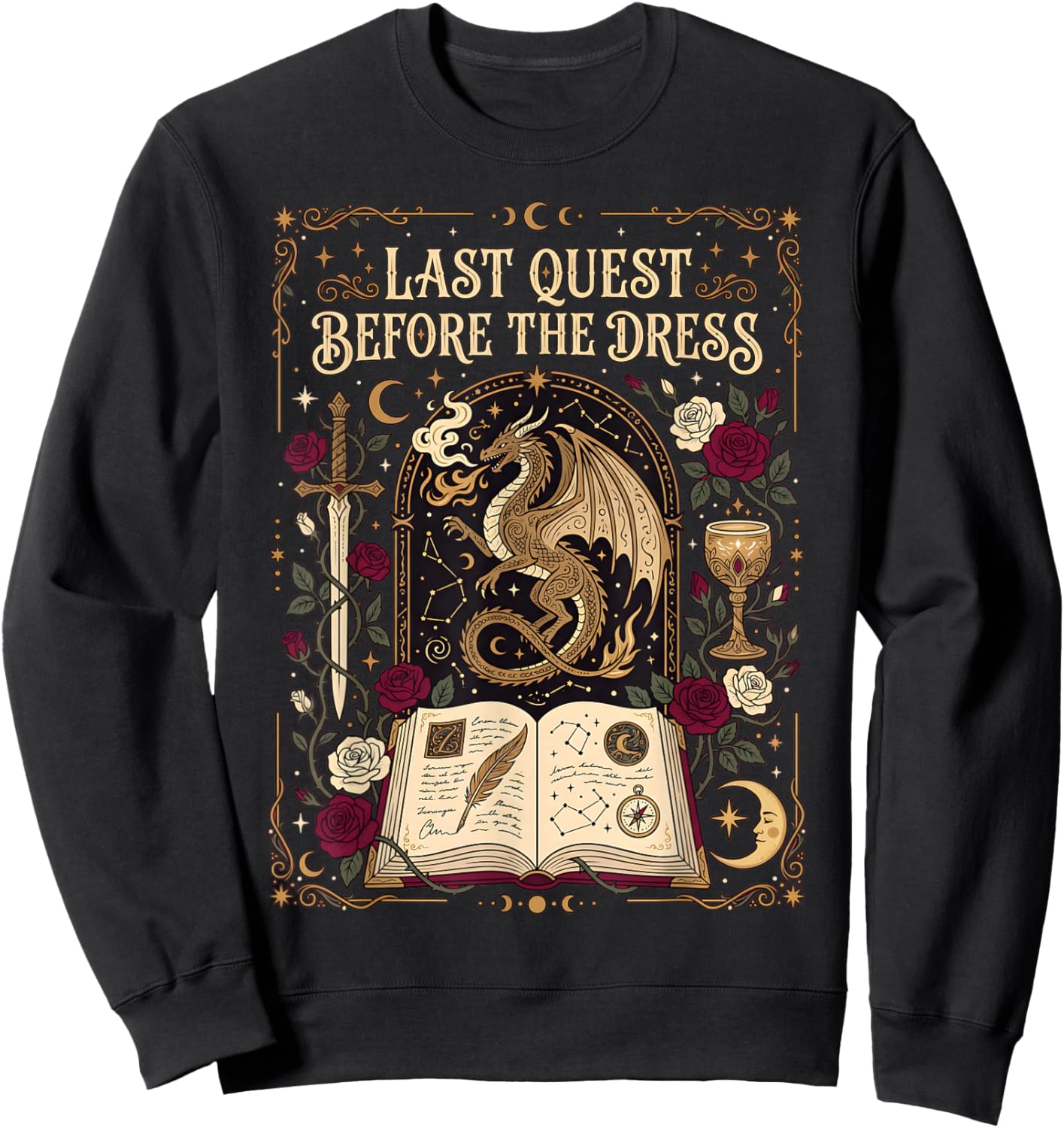 Last Quest Before Dress Fantasy Bachelorette Party Bride Sweatshirt - Sweatshirt | Black
