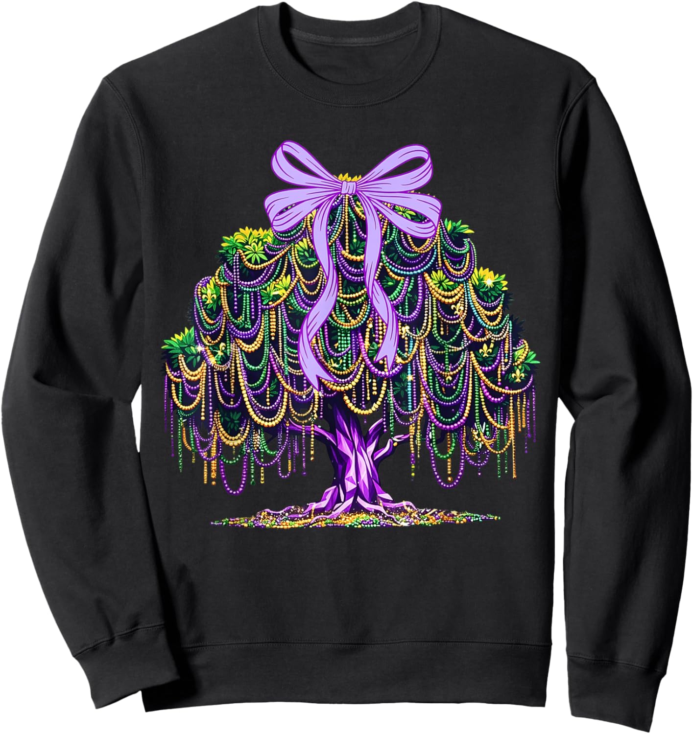 Mardi Gras Beads Tree Coquette Bow Girl Women Kid Sweatshirt - Sweatshirt | Black