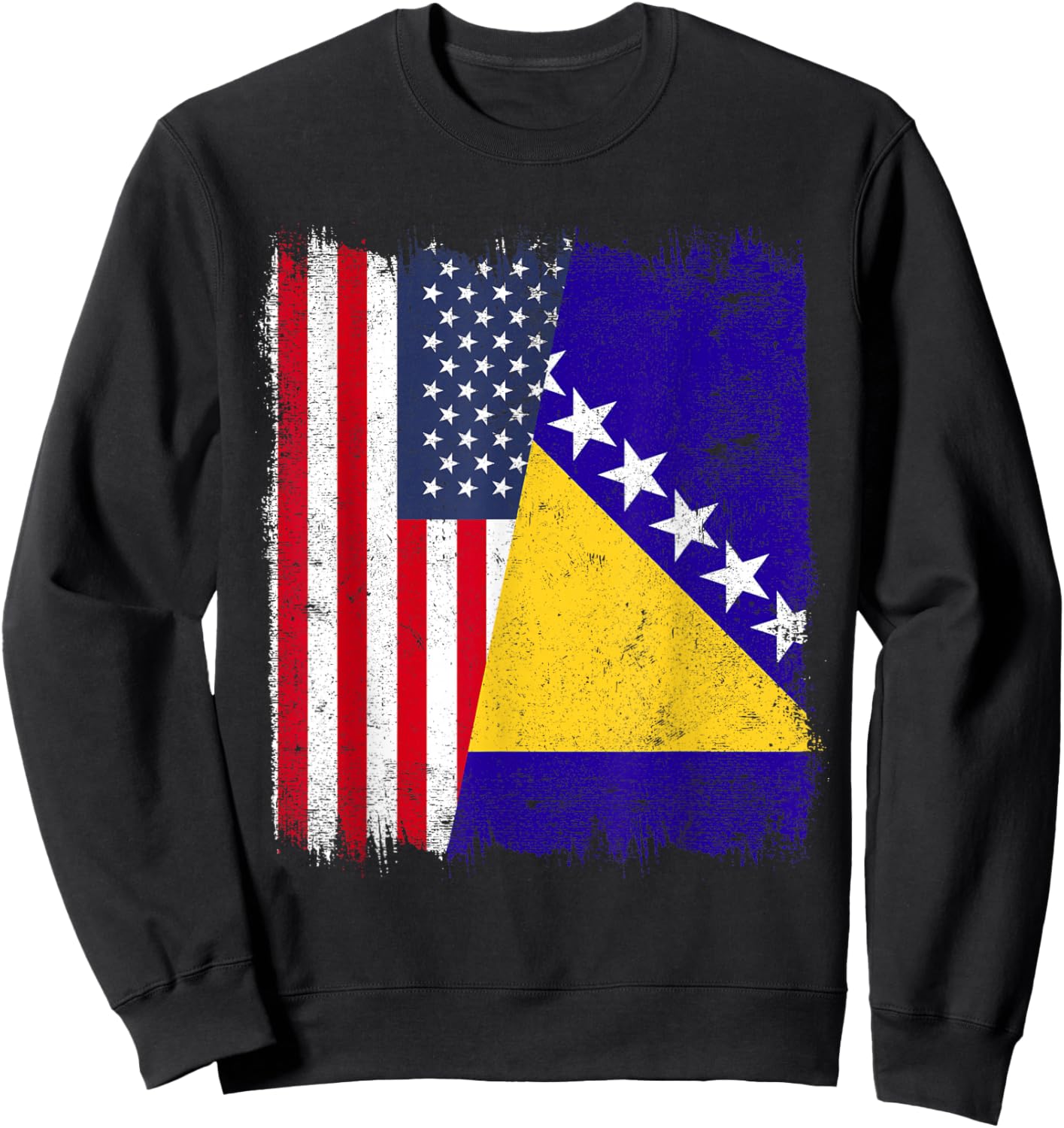 USA Bosnia and Herzegovina Half Flag America Bosnia Jersey Sweatshirt - Sweatshirt | Black