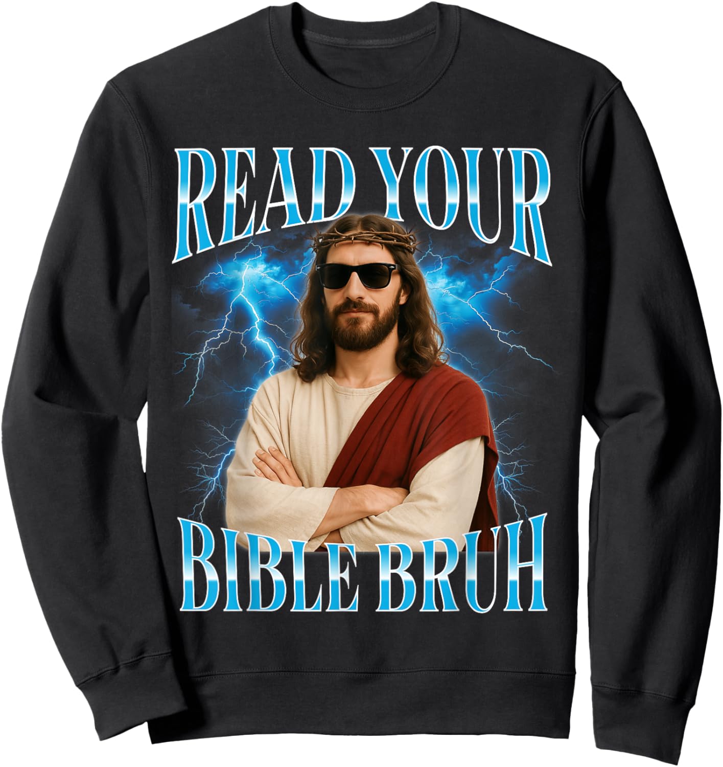 Funny Christian Read Your Bible Bruh Sweatshirt - Sweatshirt | Black