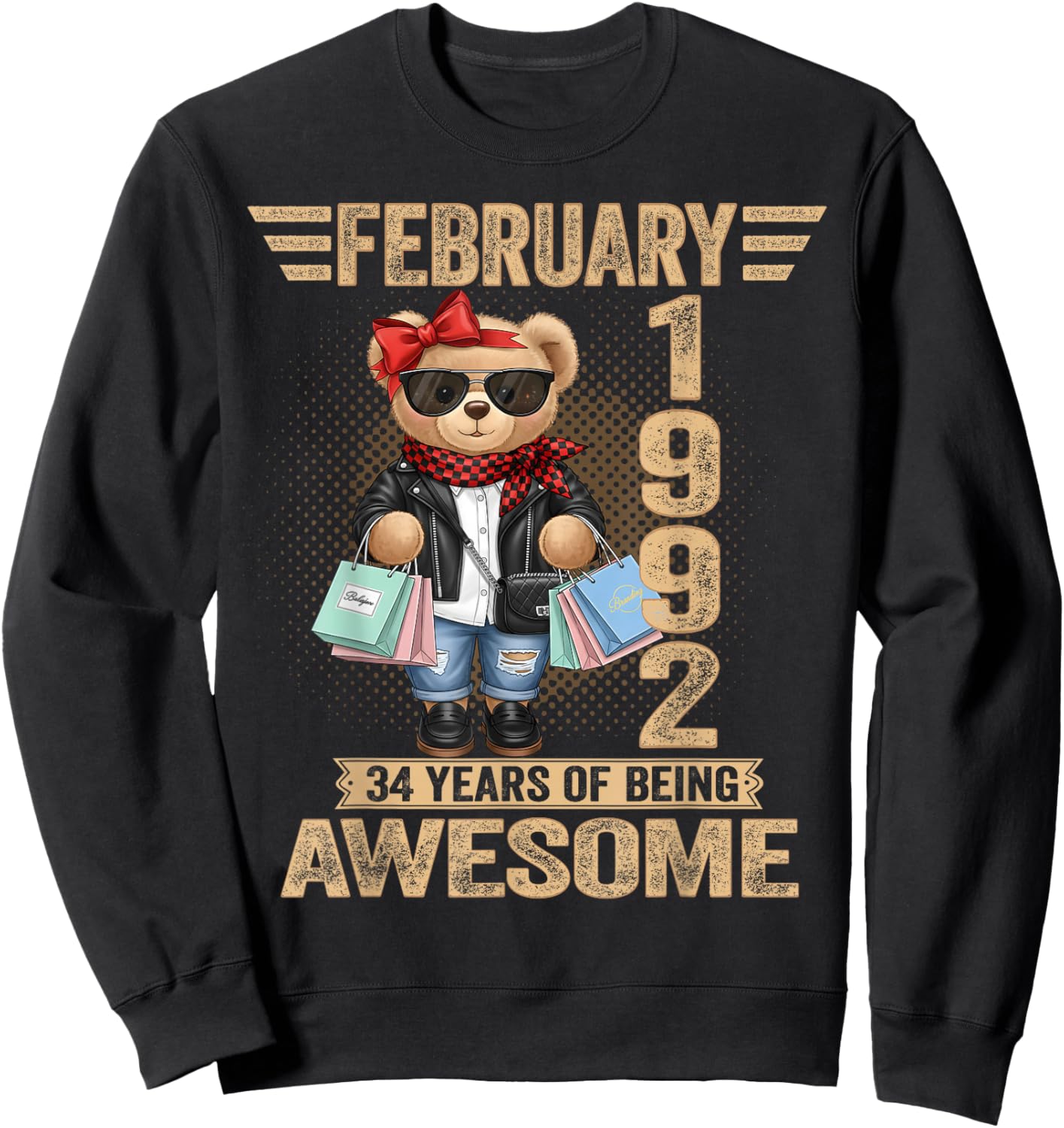 34 Year Old February 1992 Teddy Bear 34th Birthday Women Sweatshirt - Sweatshirt | Black