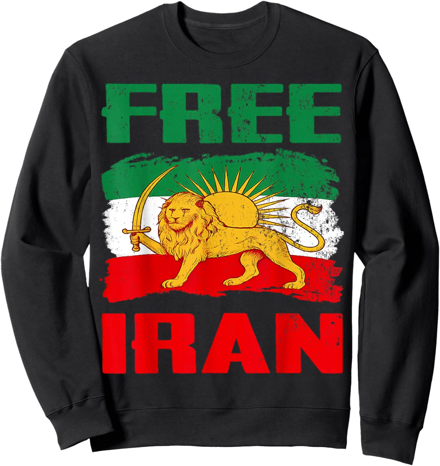 Iran Flag Lion Sun Persian Pride Iranian Sweatshirt - Sweatshirt | Black