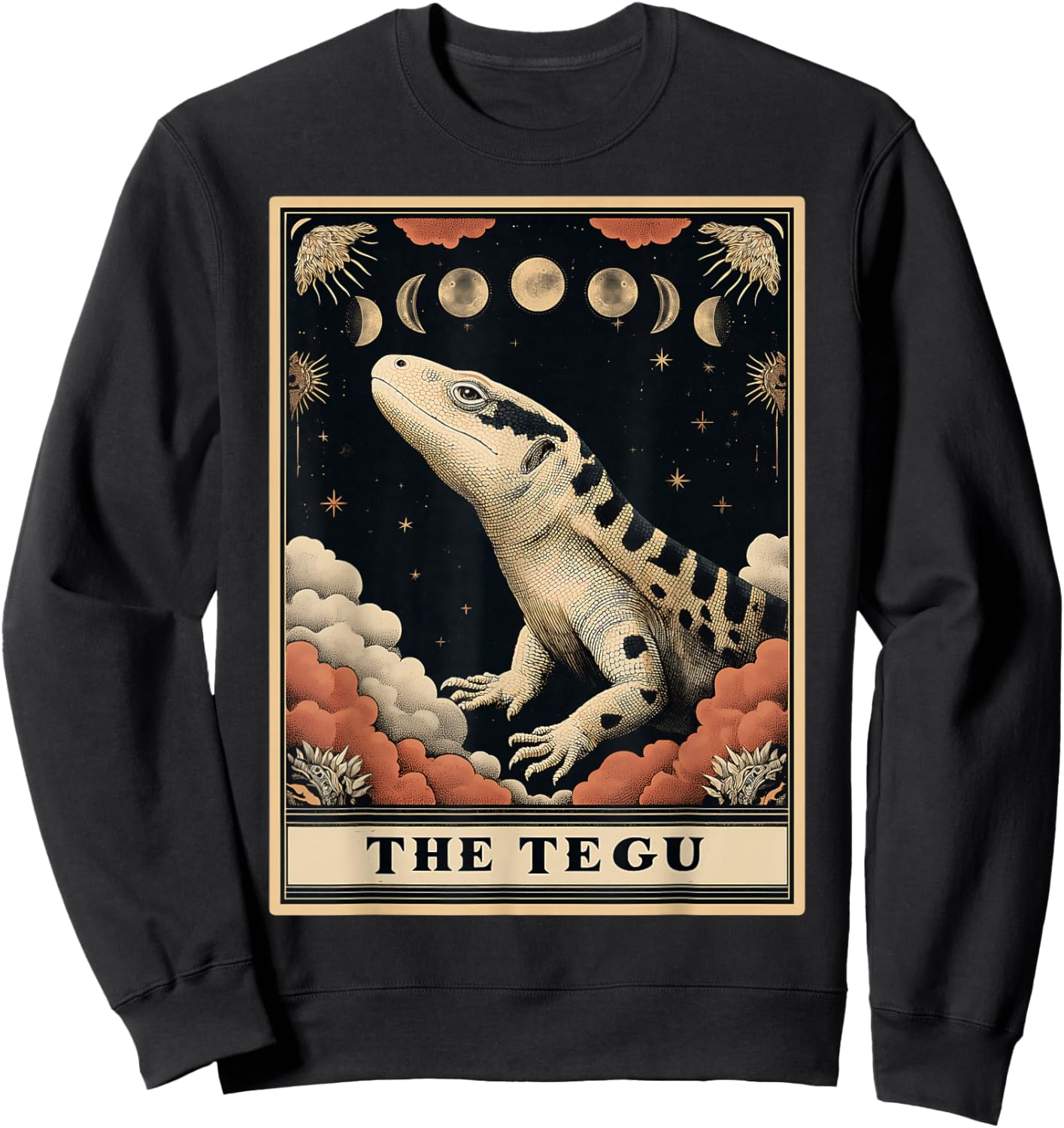 The Tegu Argentine Black and White Lizard Tarot Card Witchy Sweatshirt - Sweatshirt | Black
