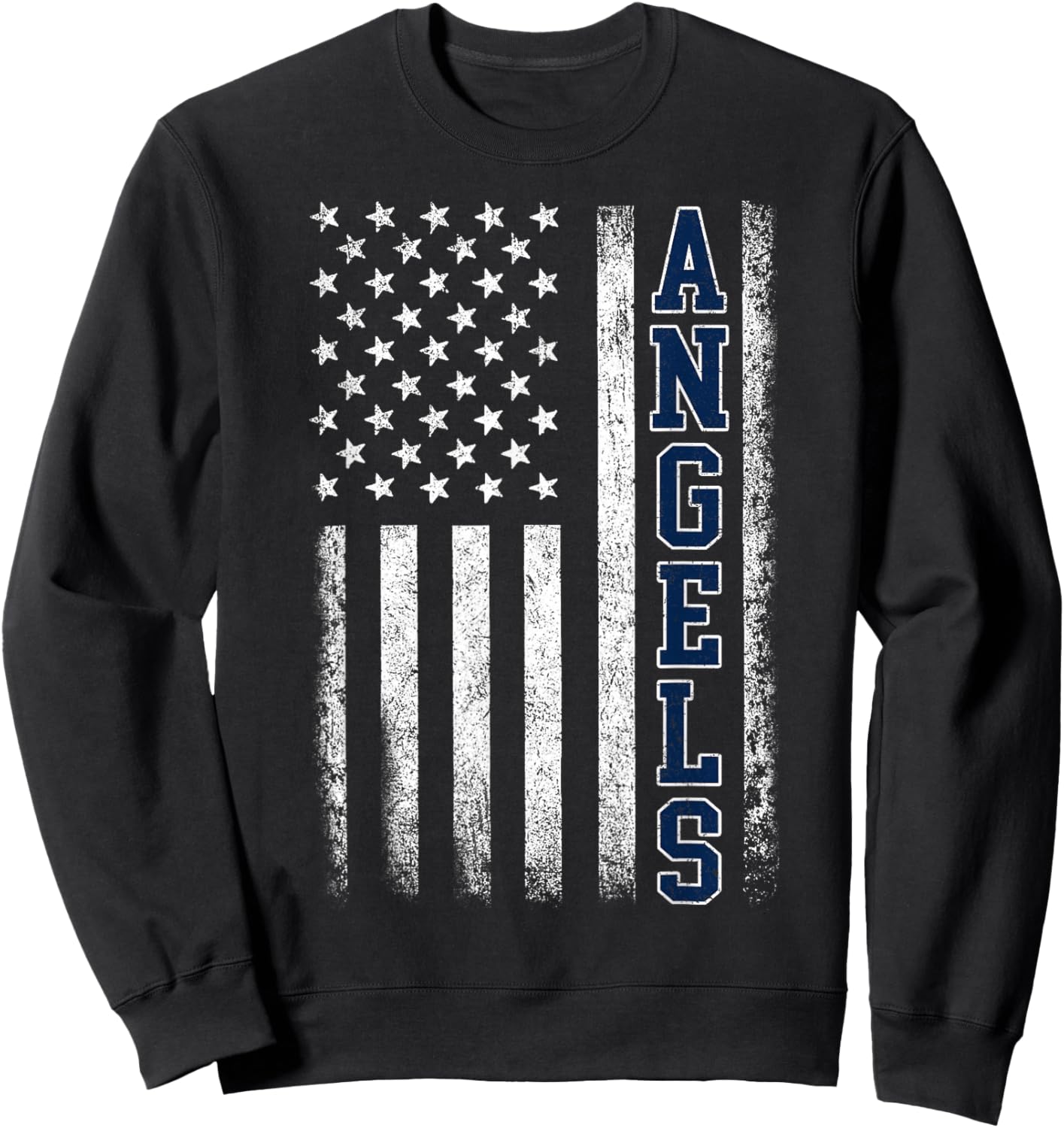 Angels Vintage US Flag Men Women Kid Sweatshirt - Sweatshirt | Black
