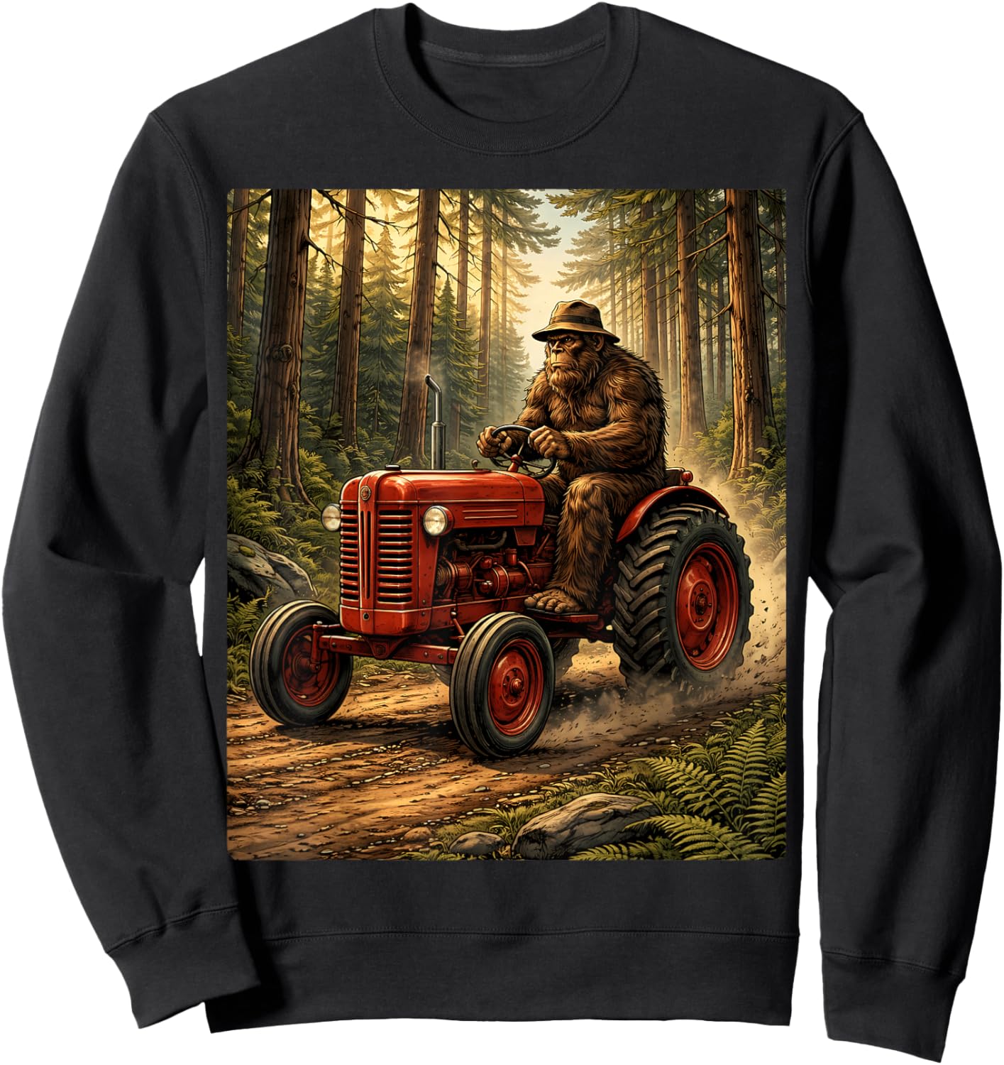 Bigfoot Tractor Design for Farmer Dad Farming Farm Dad Sweatshirt - Sweatshirt | Black