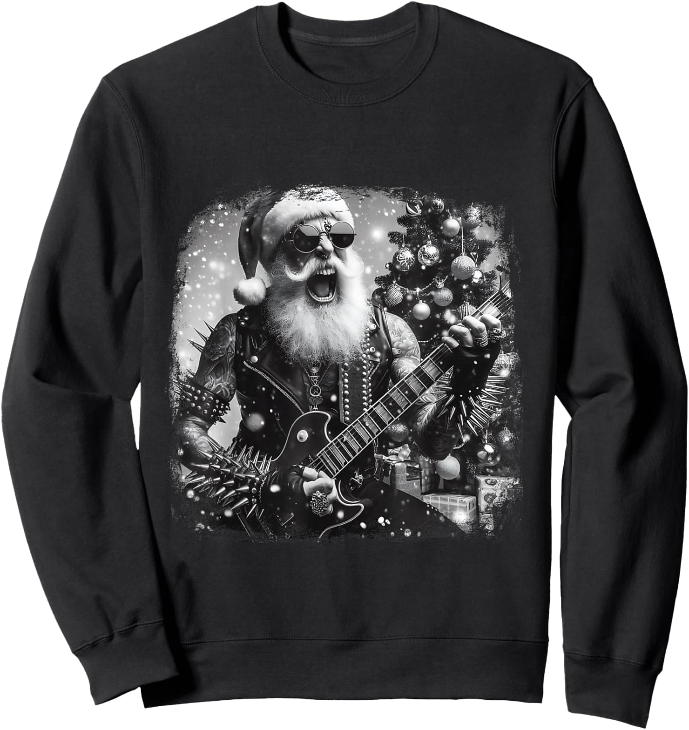 Christmas Vibe Retro Santa Jingle Bell Rock Rockin Sweatshirt - Sweatshirt | Black