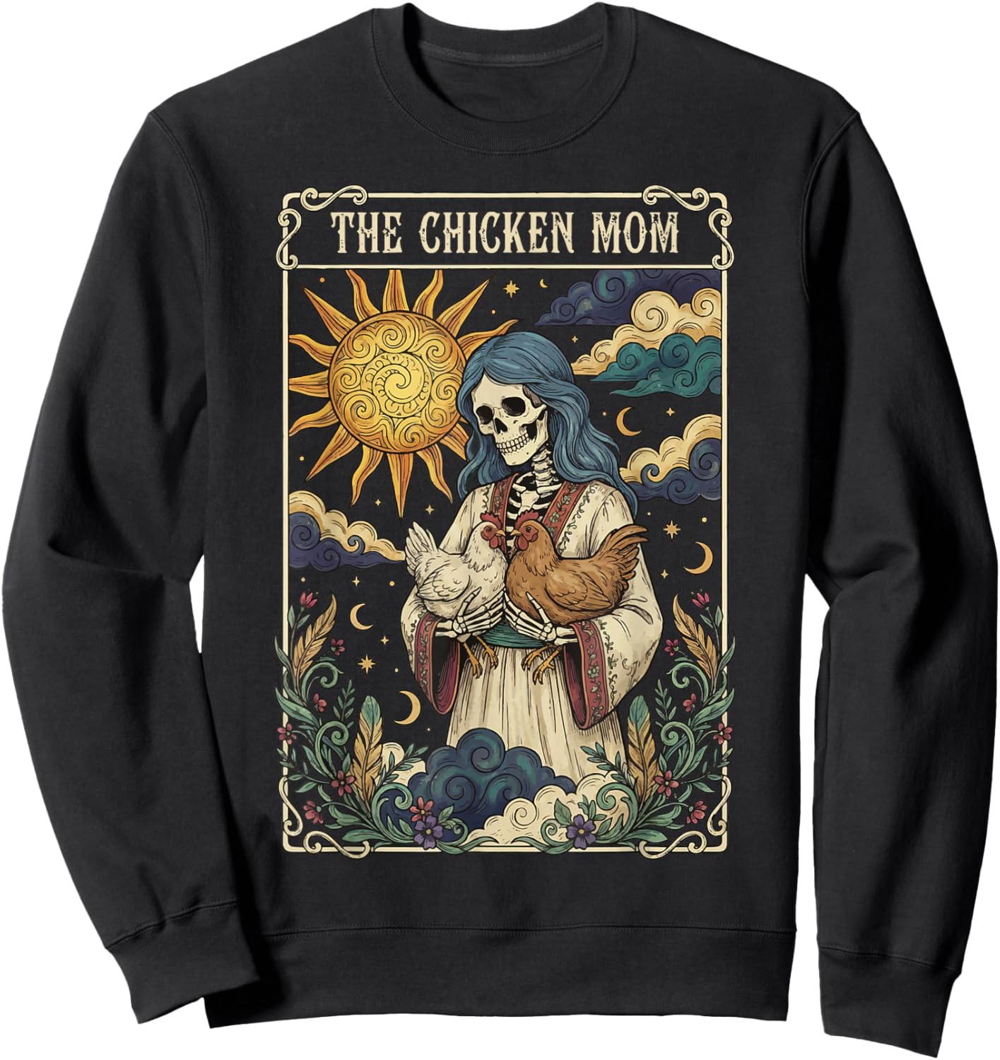 The Chicken Mom Tarot Card Sweatshirt - Sweatshirt | Black