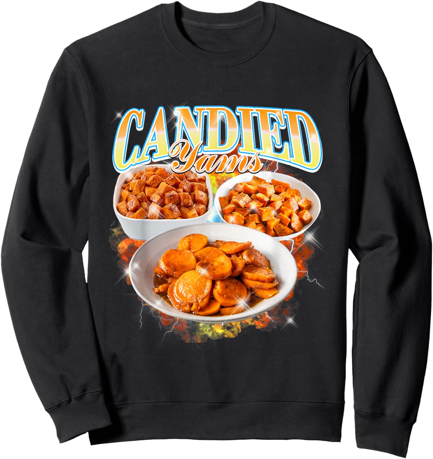 Thanksgiving Candied Yams Bootleg 90's Rap Rock Vintage Sweatshirt - Sweatshirt | Black