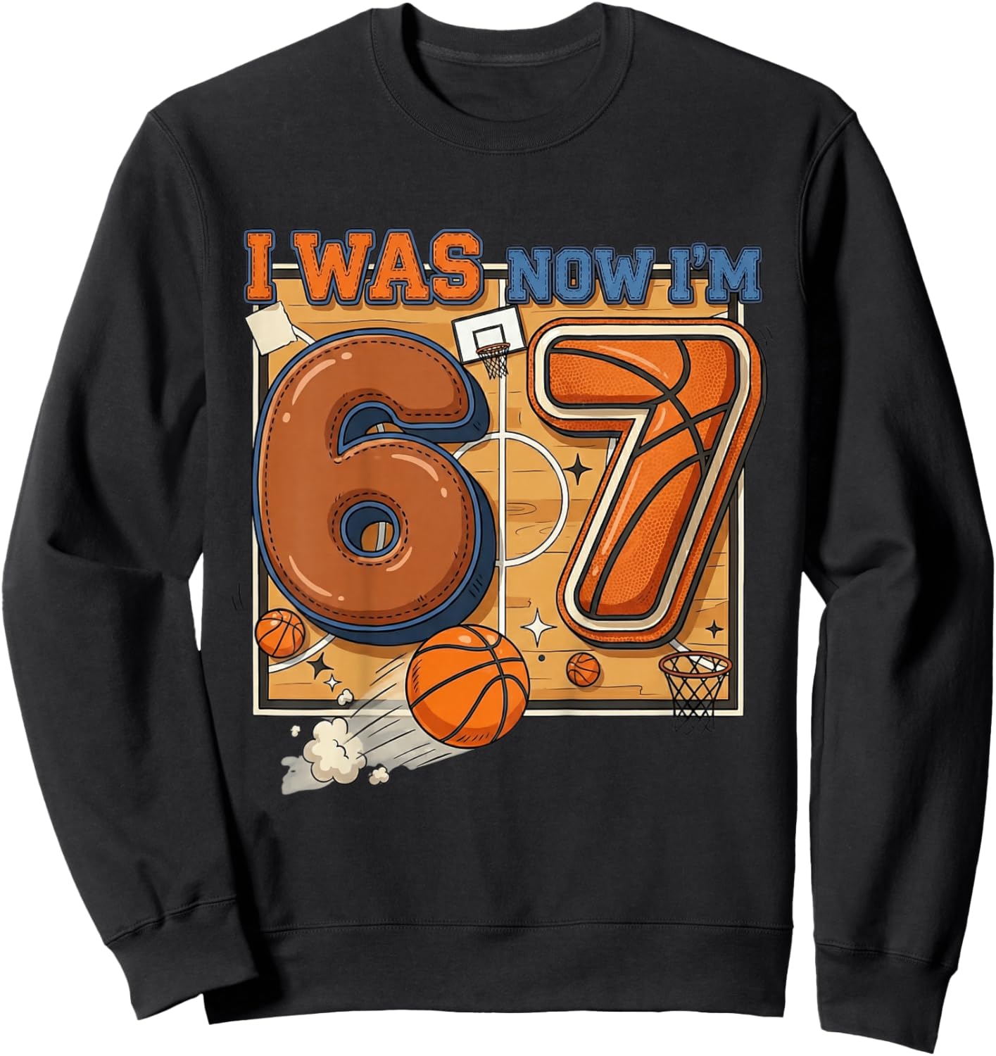 I was 6 Now Im 7 Basketball 7th Birthday Boy MVP Kids Sweatshirt - Sweatshirt | Black