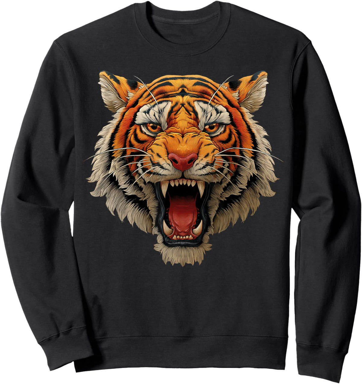 Tiger Roaring Graphic Sweatshirt - Sweatshirt | Black