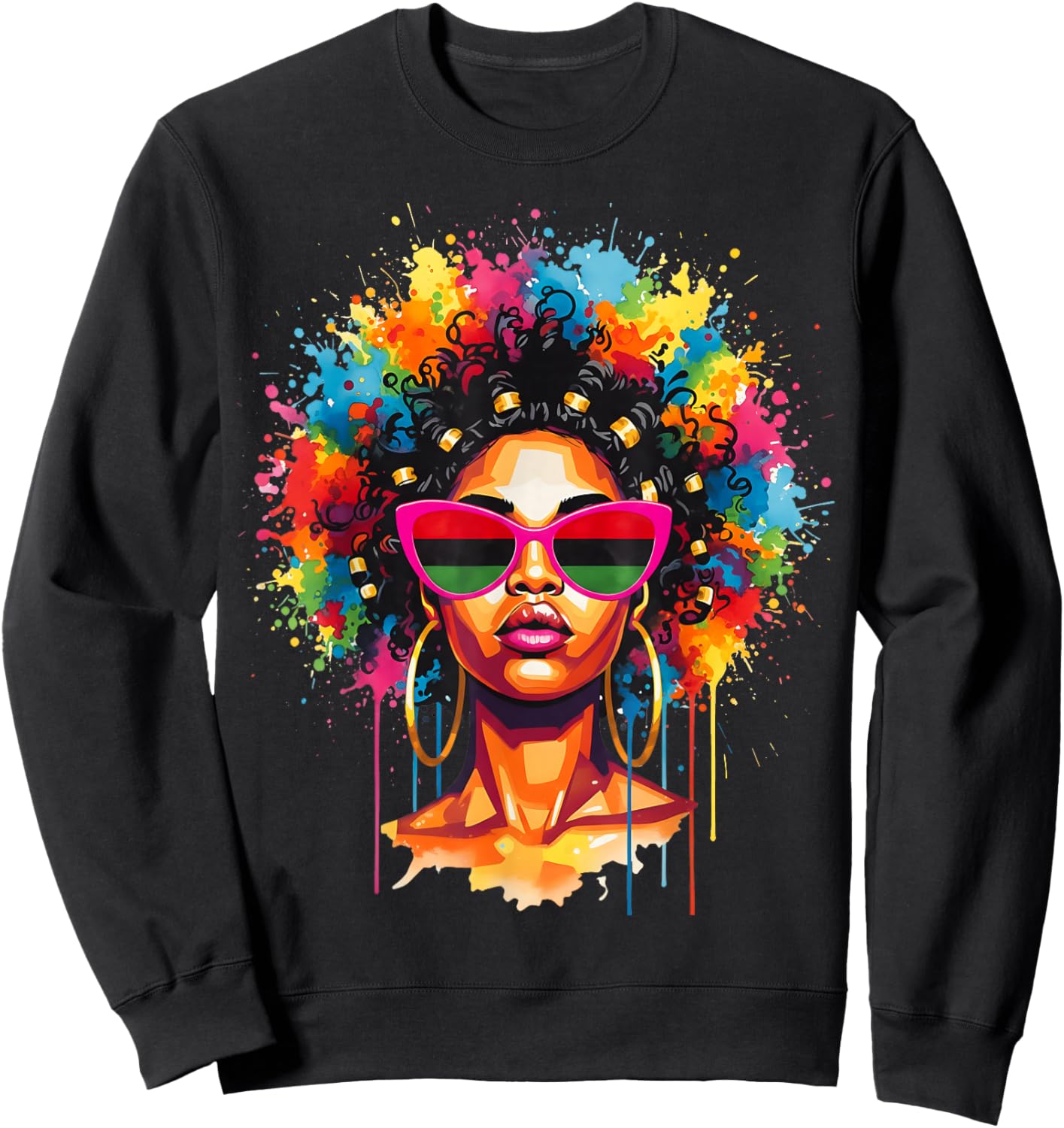 Black Queen Dripping Afro Melanin Black History Juneteenth Sweatshirt - Sweatshirt | Black