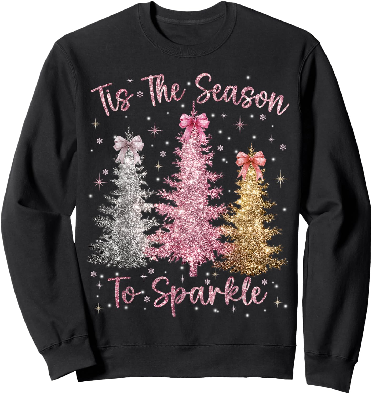 Tis The Season Sparkle Christmas Tree Xmas Women Girl Sweatshirt - Sweatshirt | Black