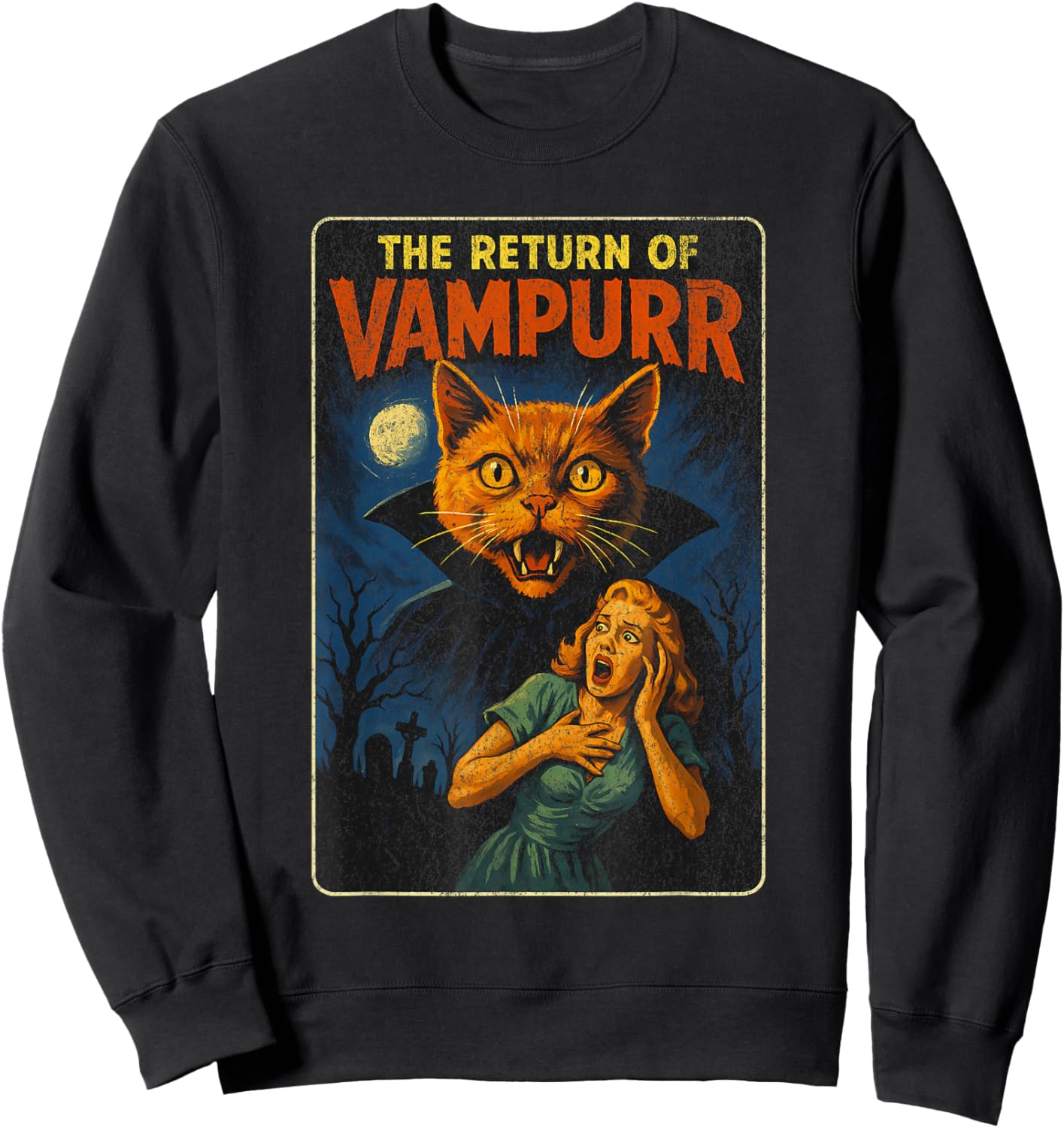 Return of Vampurr - Funny Halloween Cat Sweatshirt - Sweatshirt | Black