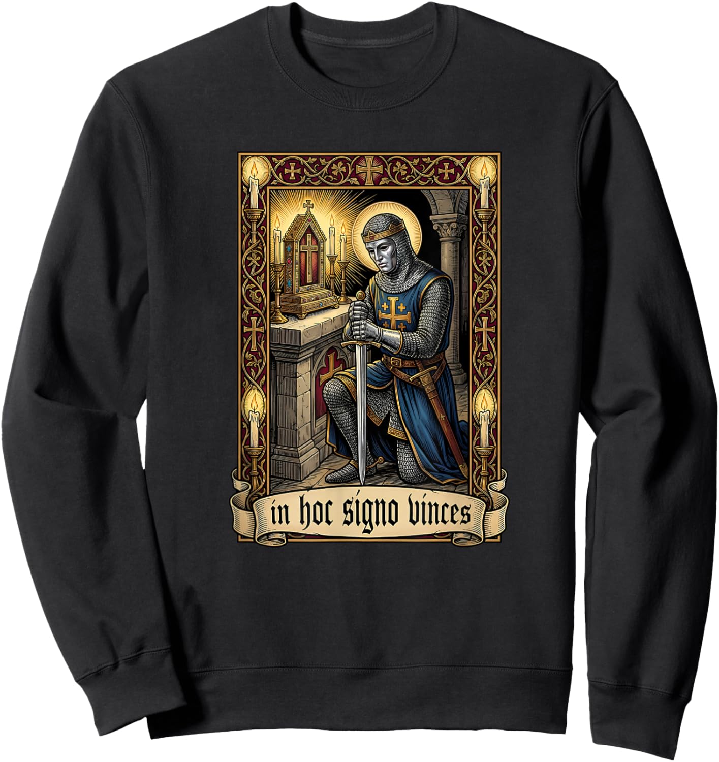King Baldwin IV Jerusalem Cross Catholic Sweatshirt - Sweatshirt | Black