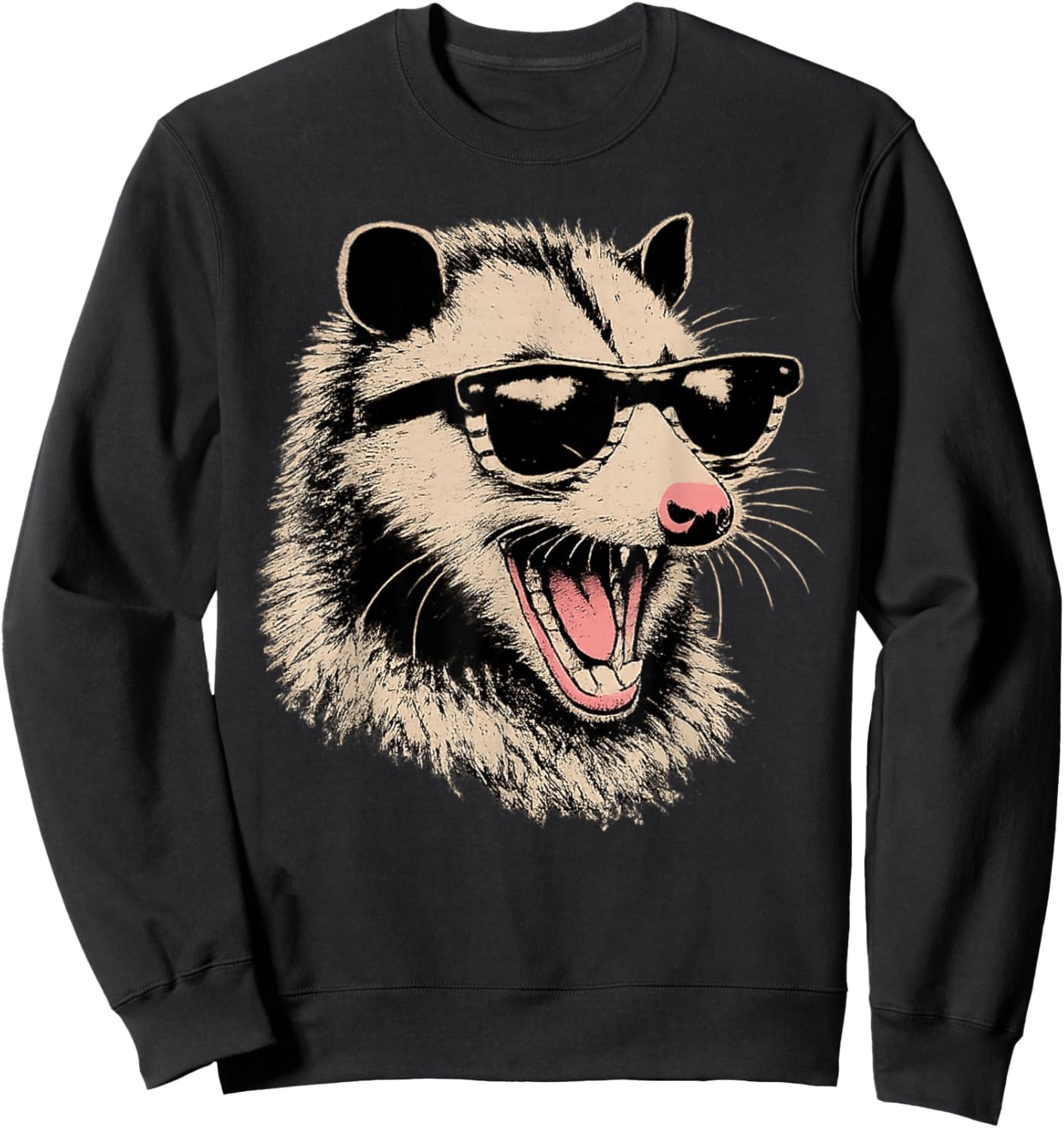 Funny Opossum Sunglasses Possum Lover Meme Sweatshirt - Sweatshirt | Black