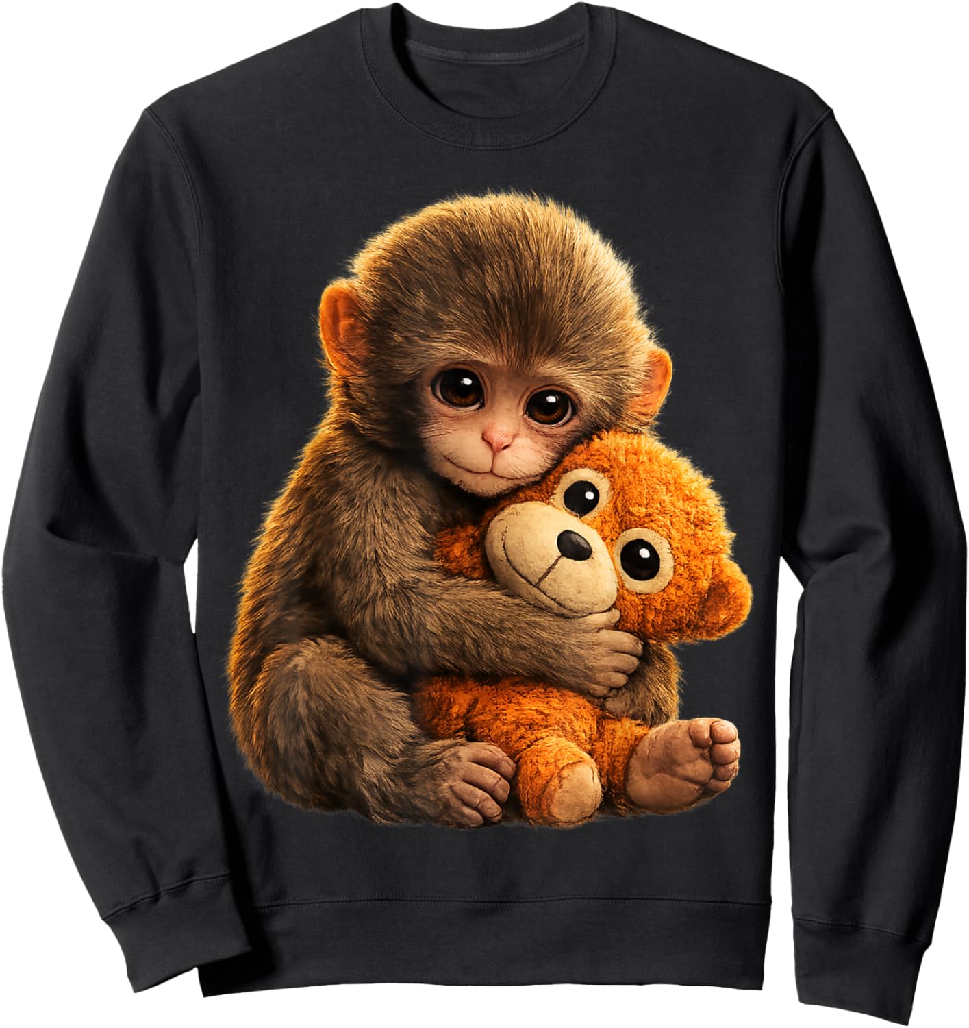 Cute Baby Monkey Punch Viral Zoo Japan Design Sweatshirt - Sweatshirt | Black