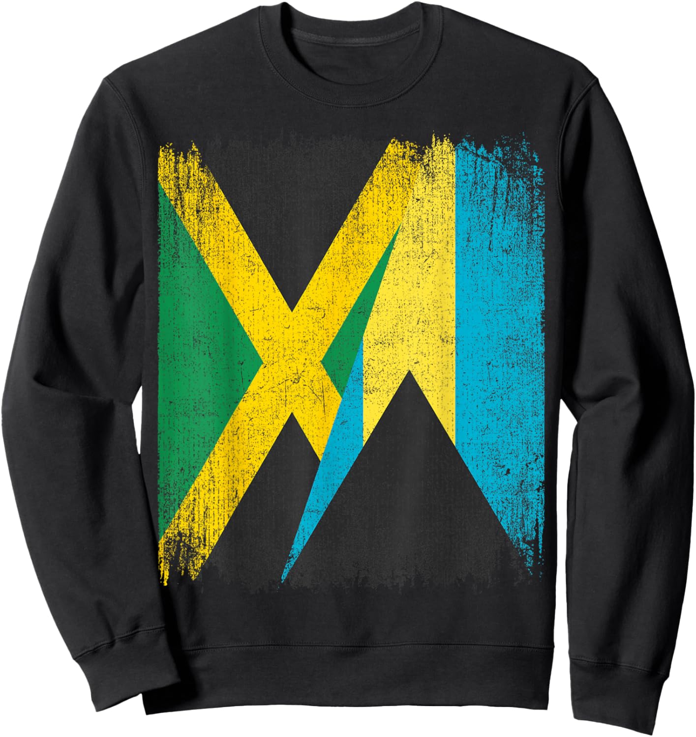 Half Jamaica Bahamas Flag Jamaican Bahamian Pride Roots Sweatshirt - Sweatshirt | Black