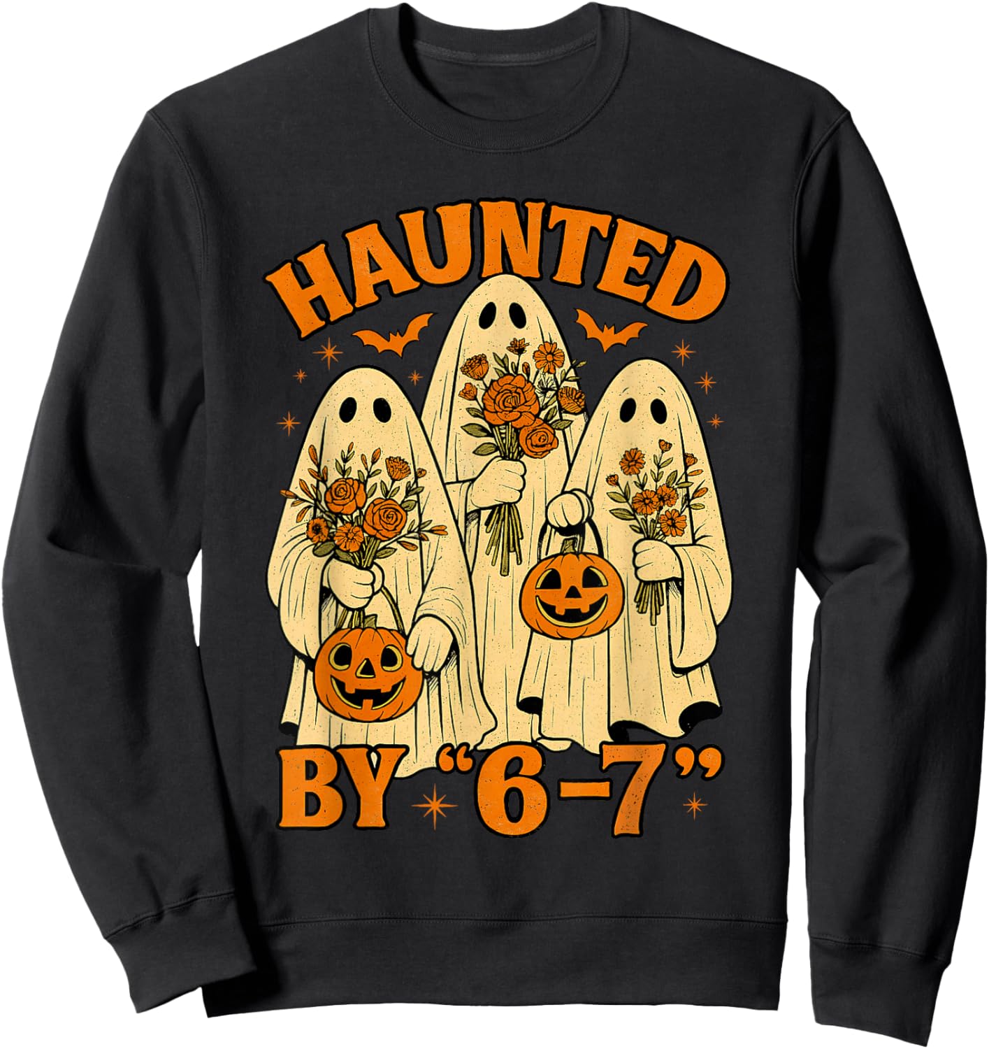 67 Meme Trendy Ghost Halloween Funny Six Seven Gen Alpha Z Sweatshirt - Sweatshirt | Black