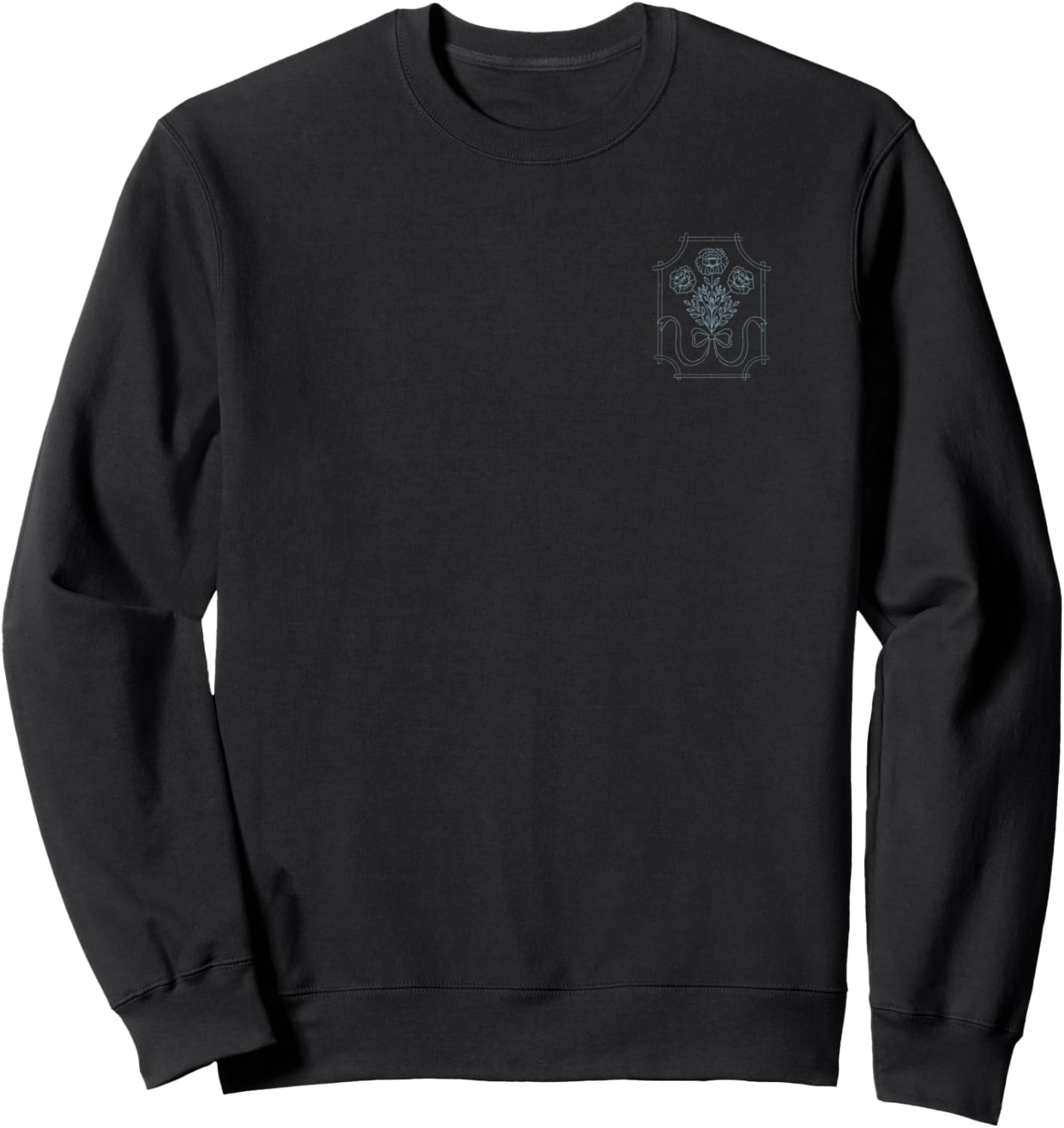 Grandmillennial Flowers and Bow Sweatshirt - Sweatshirt | Black