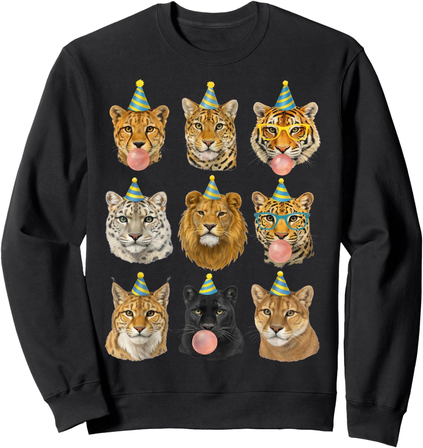 Funny Animal Birthday Party Wild Cats Zoo Birthday Boys Kids Sweatshirt - Sweatshirt | Black